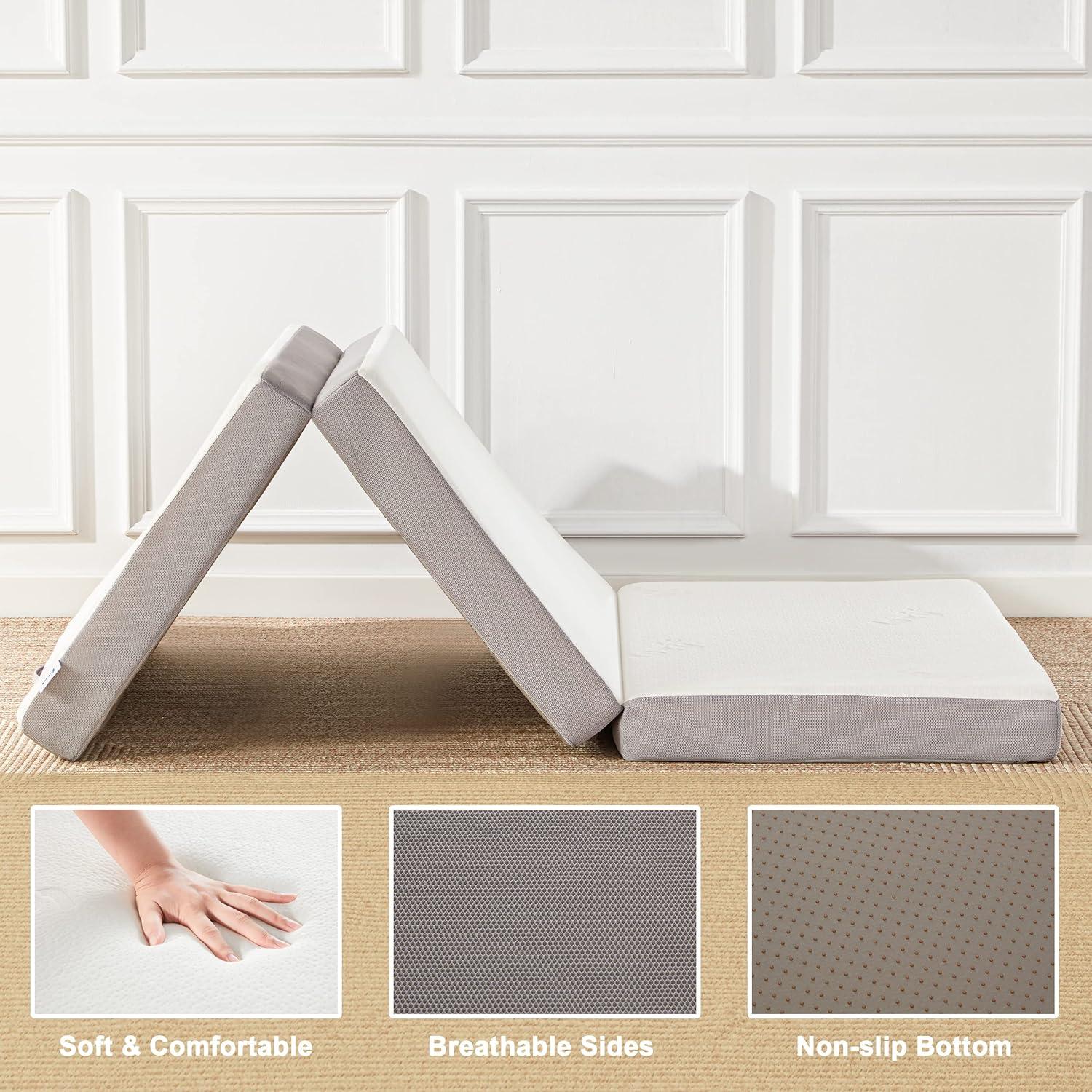 Colchón Plegable Lazyzizi 4 Pulgadas Espuma Memoria Individual