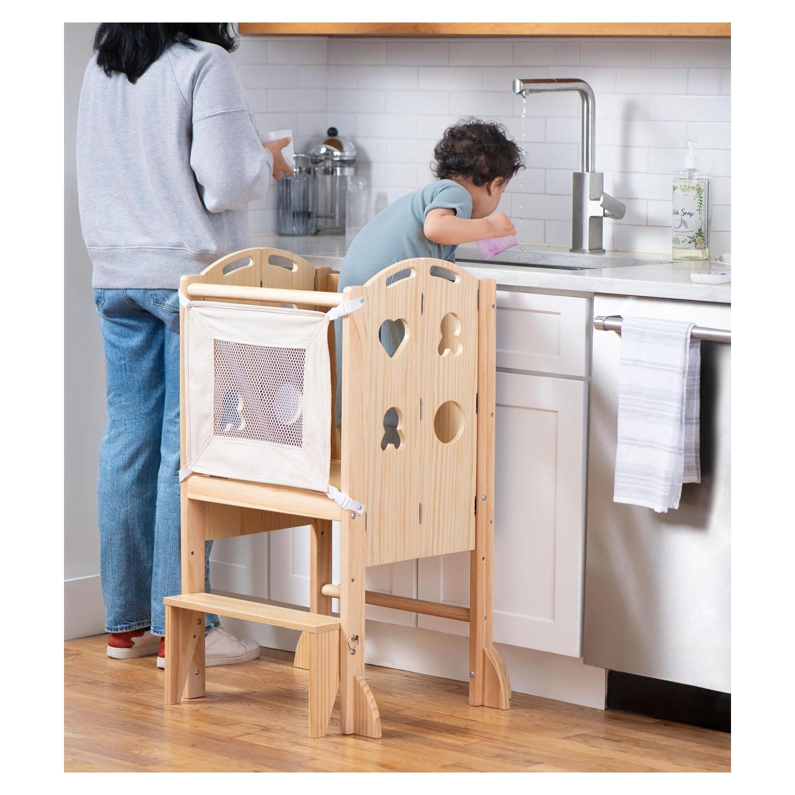 Torre de Cocina Plegable Avenlur Laurel 4 en 1 con Pizarra