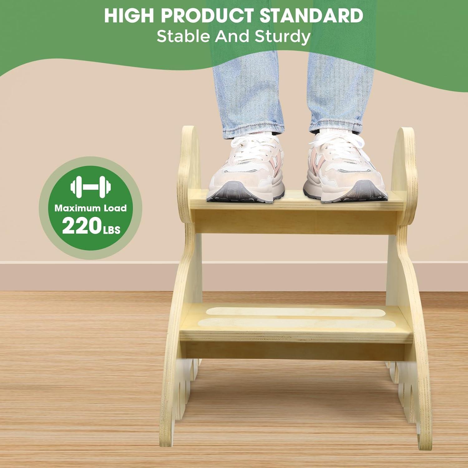 Escalera de Madera para Niños GLDZI 2 Pasos Antideslizante