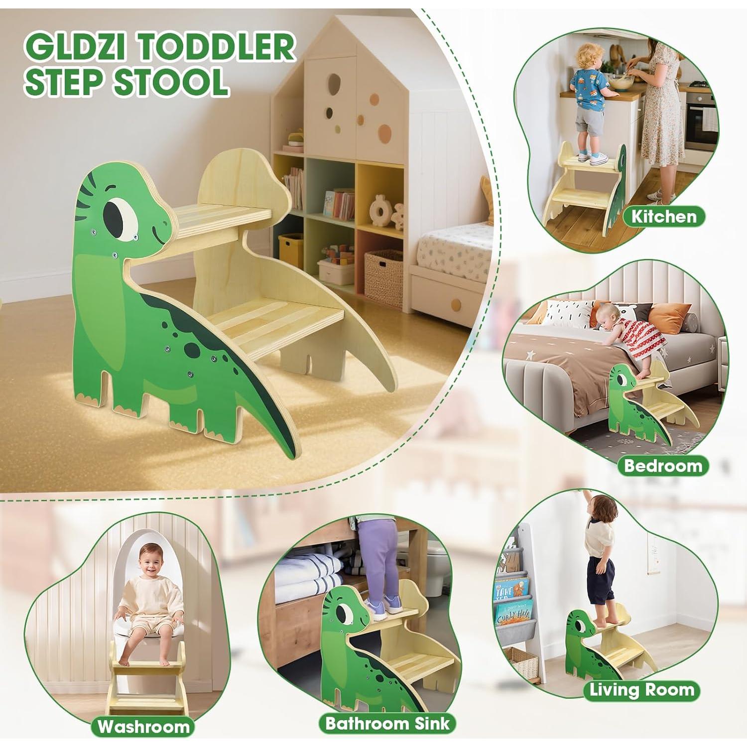 Escalera de Madera para Niños GLDZI 2 Pasos Antideslizante