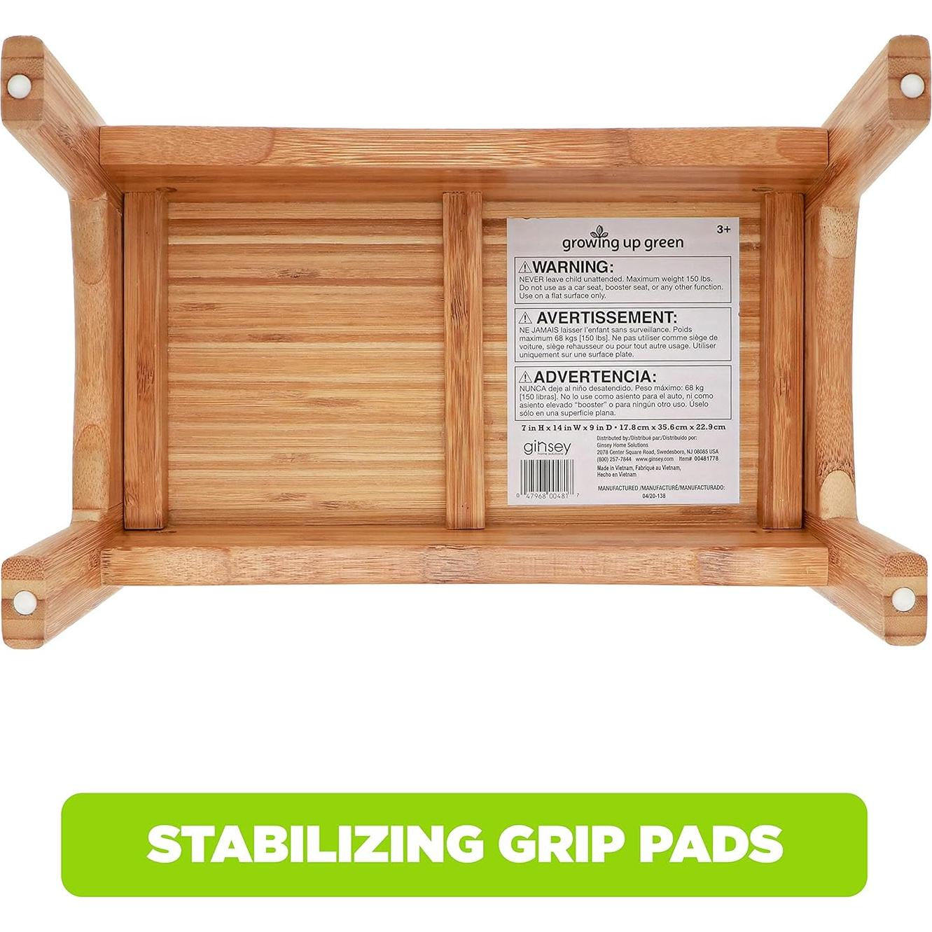 Escalera de baño de bambú Ginsey para niños antideslizante