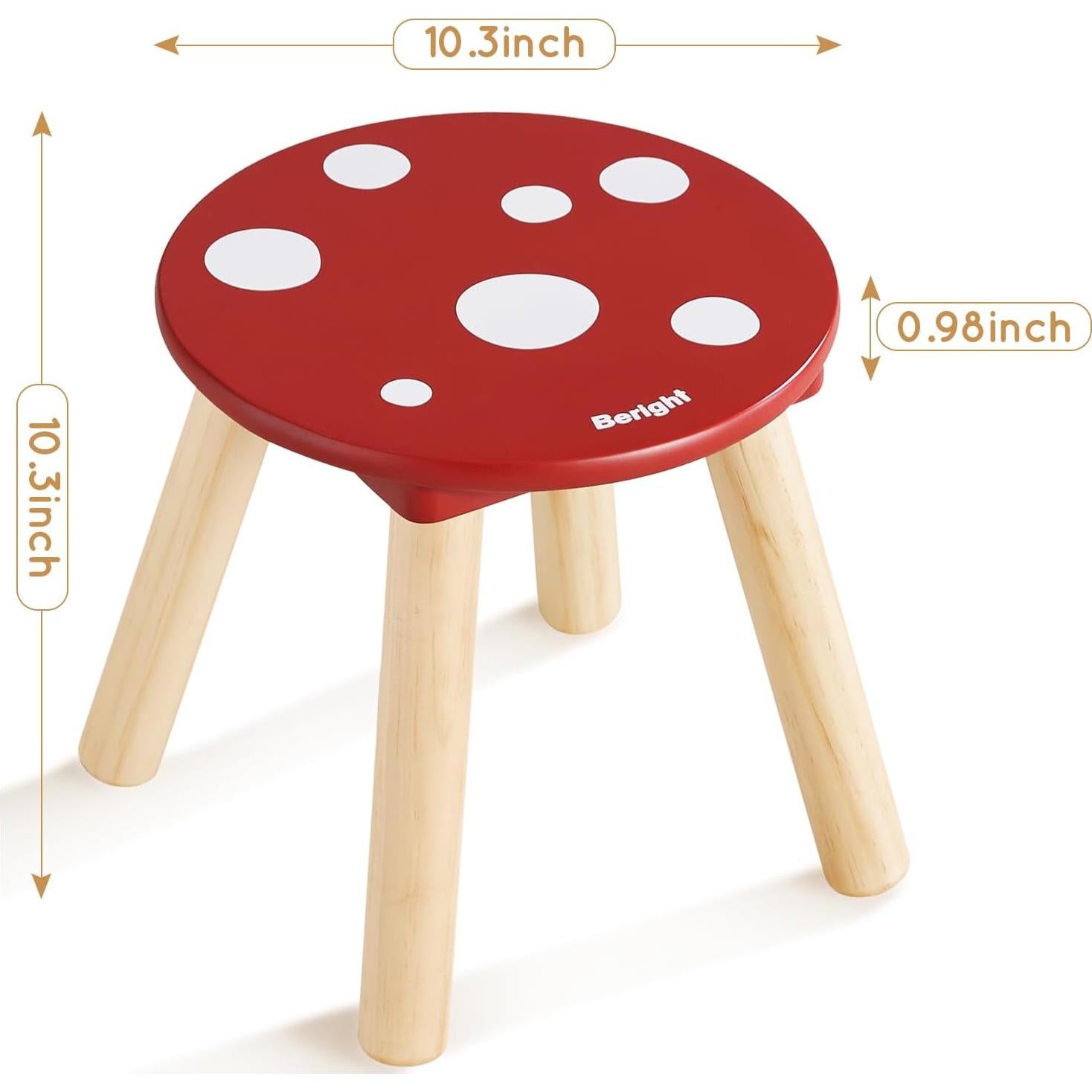 Taburete Infantil de Madera Beright 23 cm Rojo para Niños