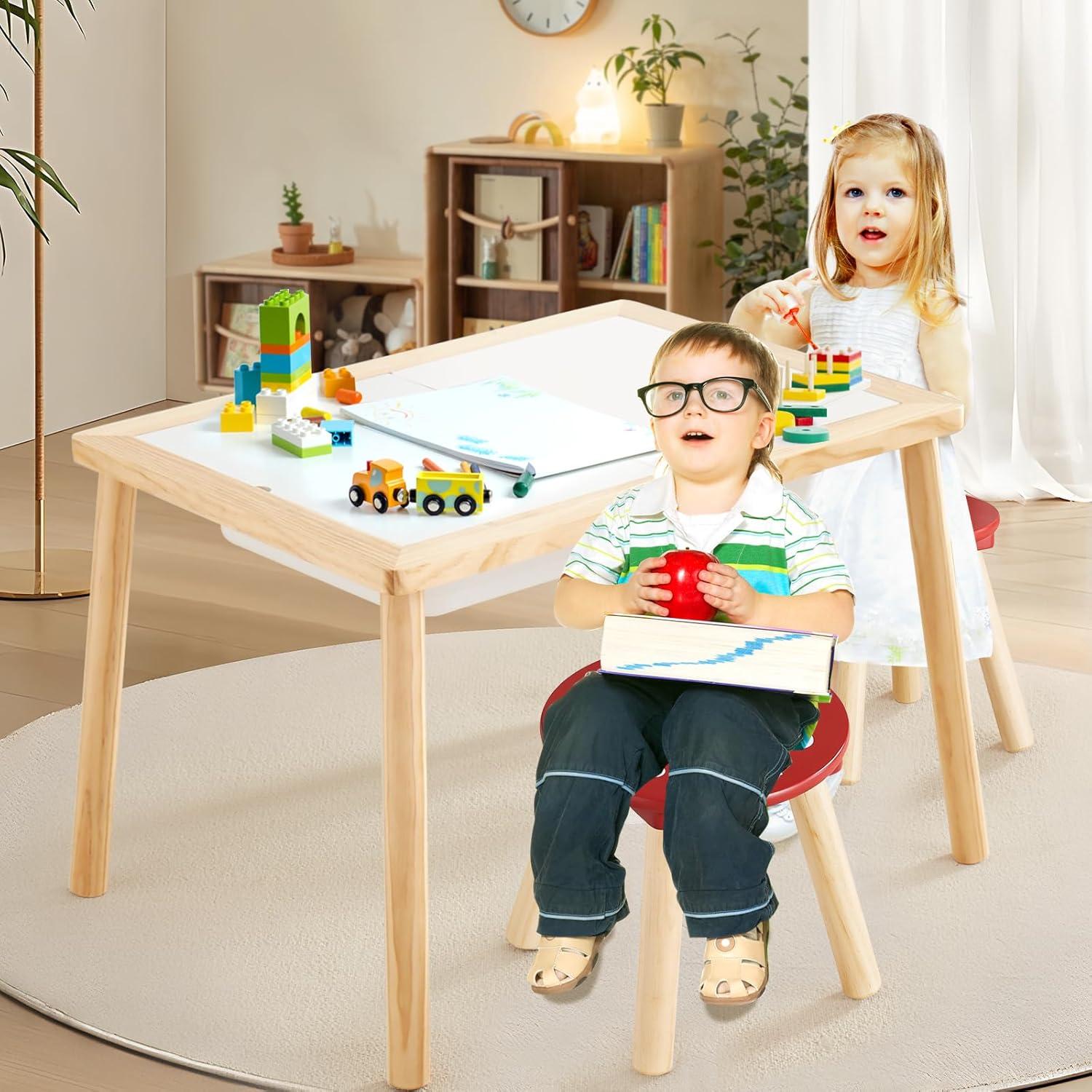 Taburete Infantil de Madera Beright 23 cm Rojo para Niños