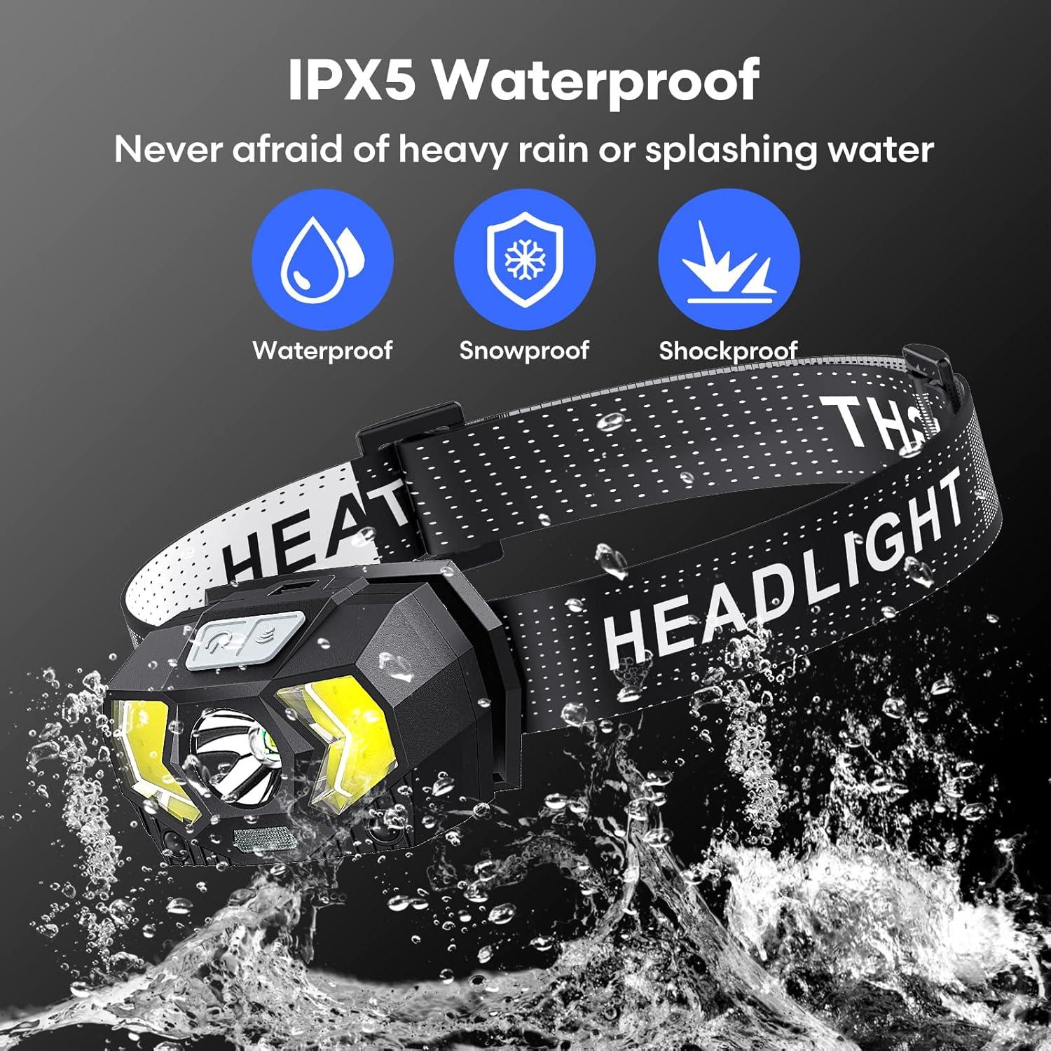 Linterna Frontal LED Lsnisni 2 Paquete 1500 Lúmenes 7 Modos