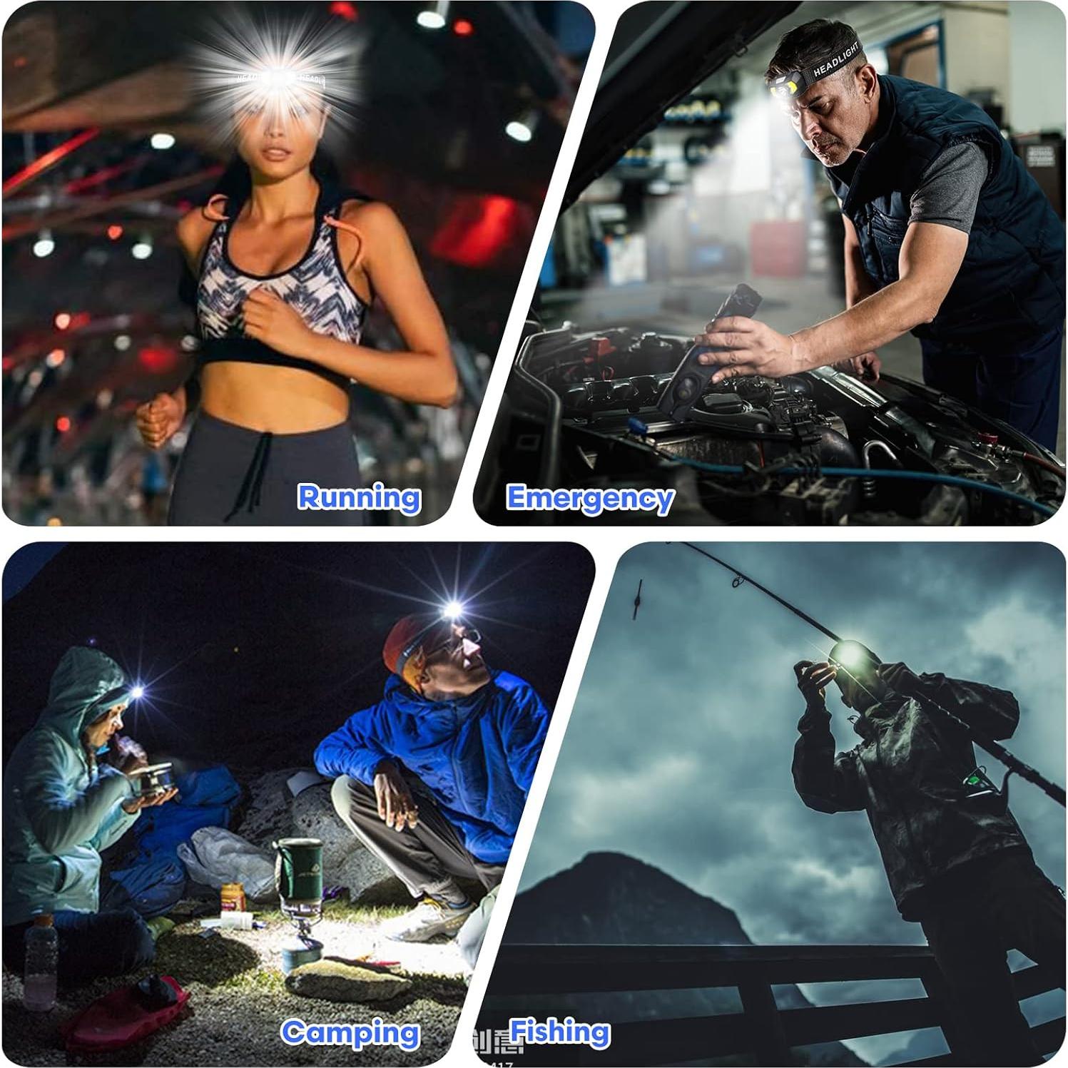 Linterna Frontal LED Lsnisni 2 Paquete 1500 Lúmenes 7 Modos