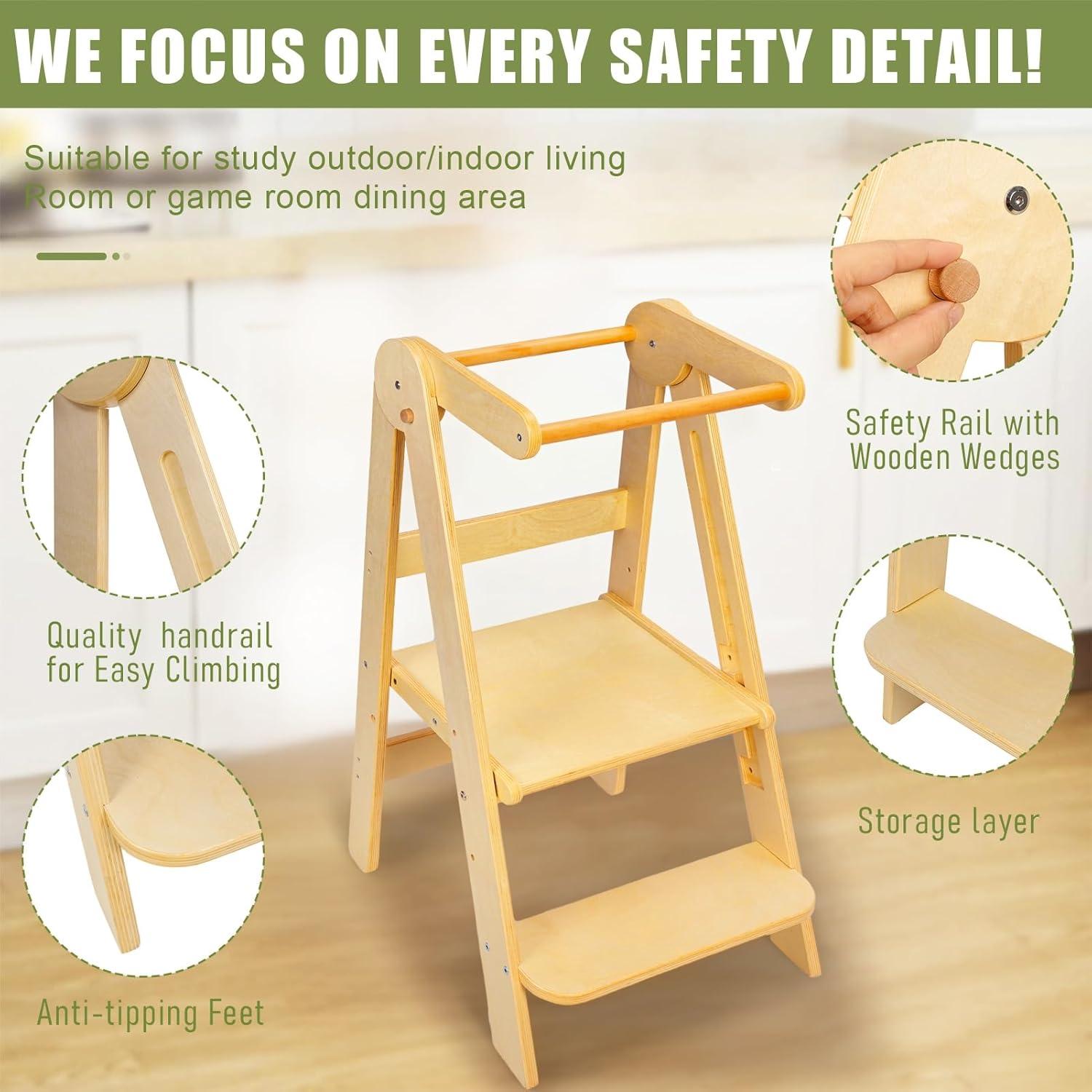 Torre de Aprendizaje Plegable sxvbdway Beige para Niños 12-72 Meses