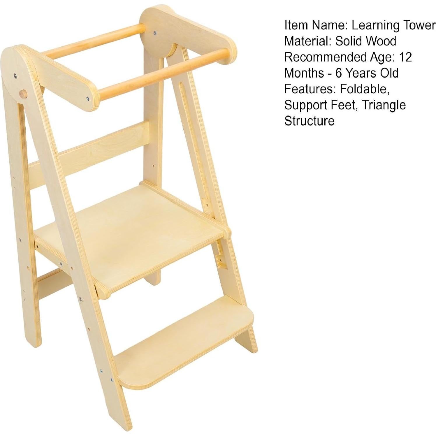 Torre de Aprendizaje Plegable sxvbdway Beige para Niños 12-72 Meses