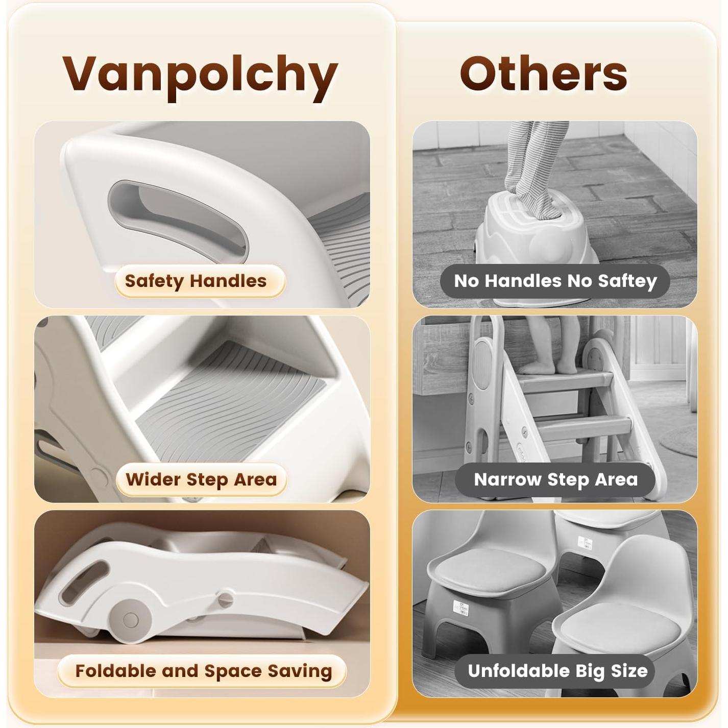 Escalera Plegable para Niños Vanpolchy 2 Pasos Antideslizante