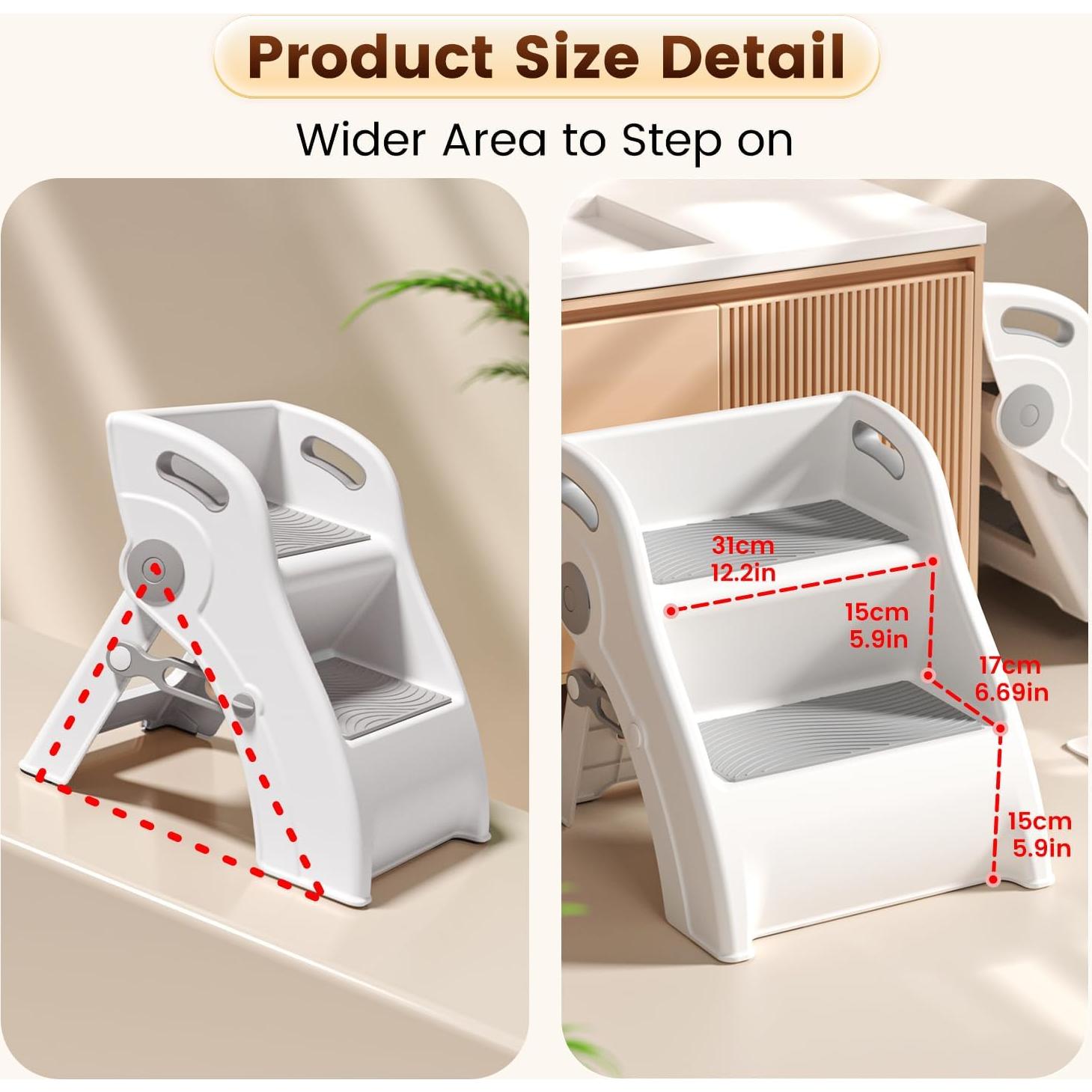 Escalera Plegable para Niños Vanpolchy 2 Pasos Antideslizante
