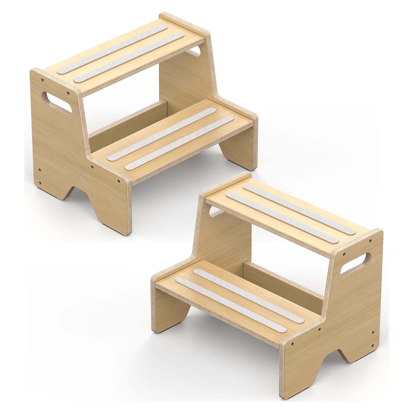 Escalera de Madera para Niños Uiirvdy - 2 Escalones Antideslizante