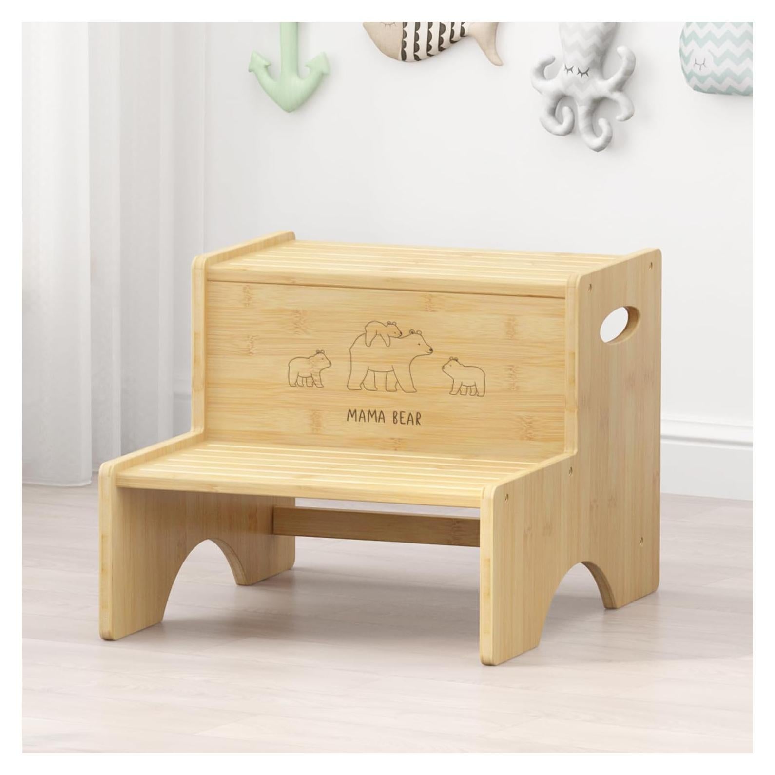 Escalón de Bambú Antideslizante Wisuce 2 Pasos 204 Kg