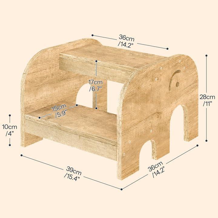 Taburete para Niños HOOBRO Elefante Madera Natural 39x36x28cm