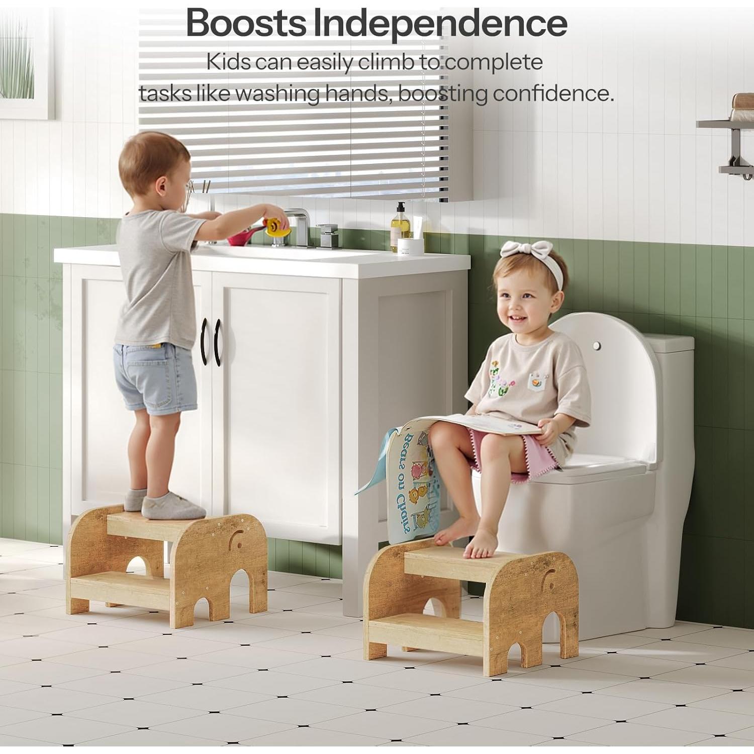 Taburete para Niños HOOBRO Elefante Madera Natural 39x36x28cm