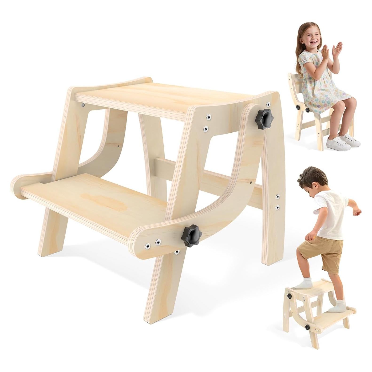 Escalera Plegable 2 en 1 Arwion para Niños - Madera Antideslizante