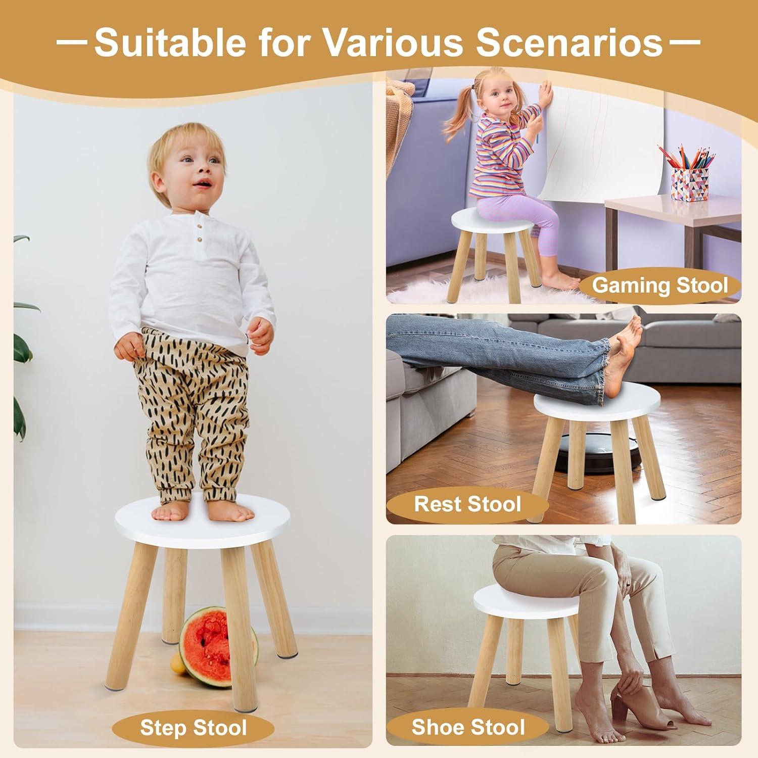 Taburete Infantil de Madera VISCOO 2 Piezas Antideslizante