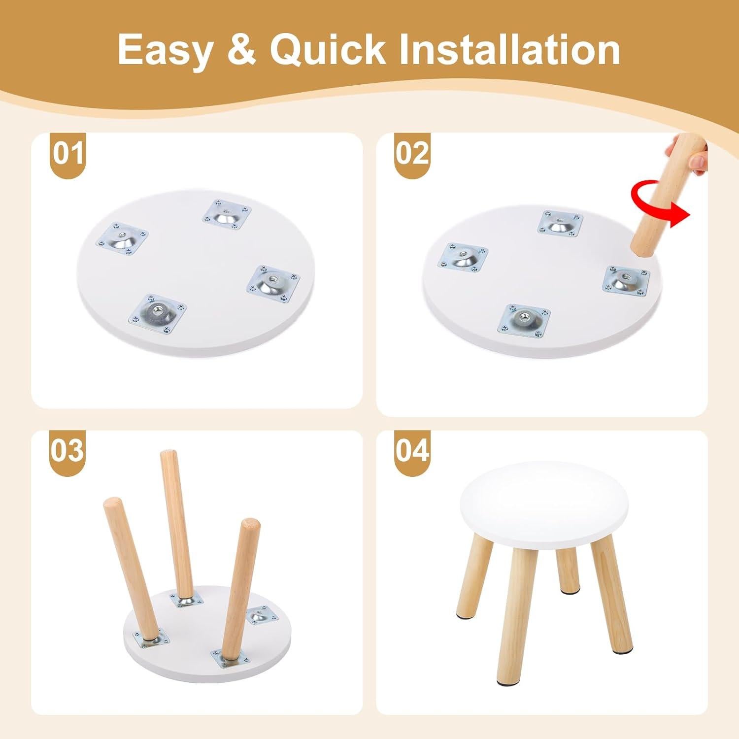 Taburete Infantil de Madera VISCOO 2 Piezas Antideslizante