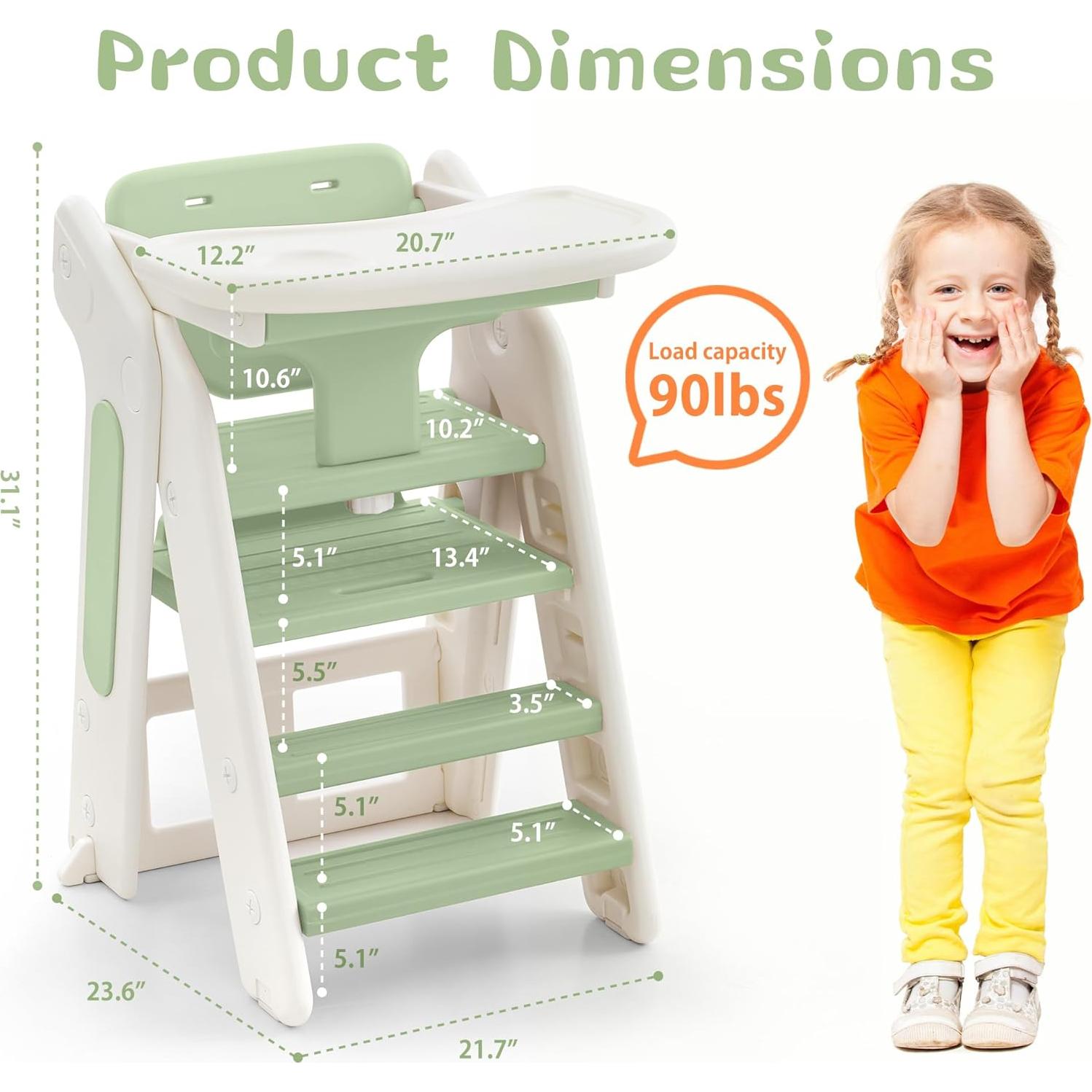 Escalera para Niños JooKiddie 4-en-1 Ajustable Verde