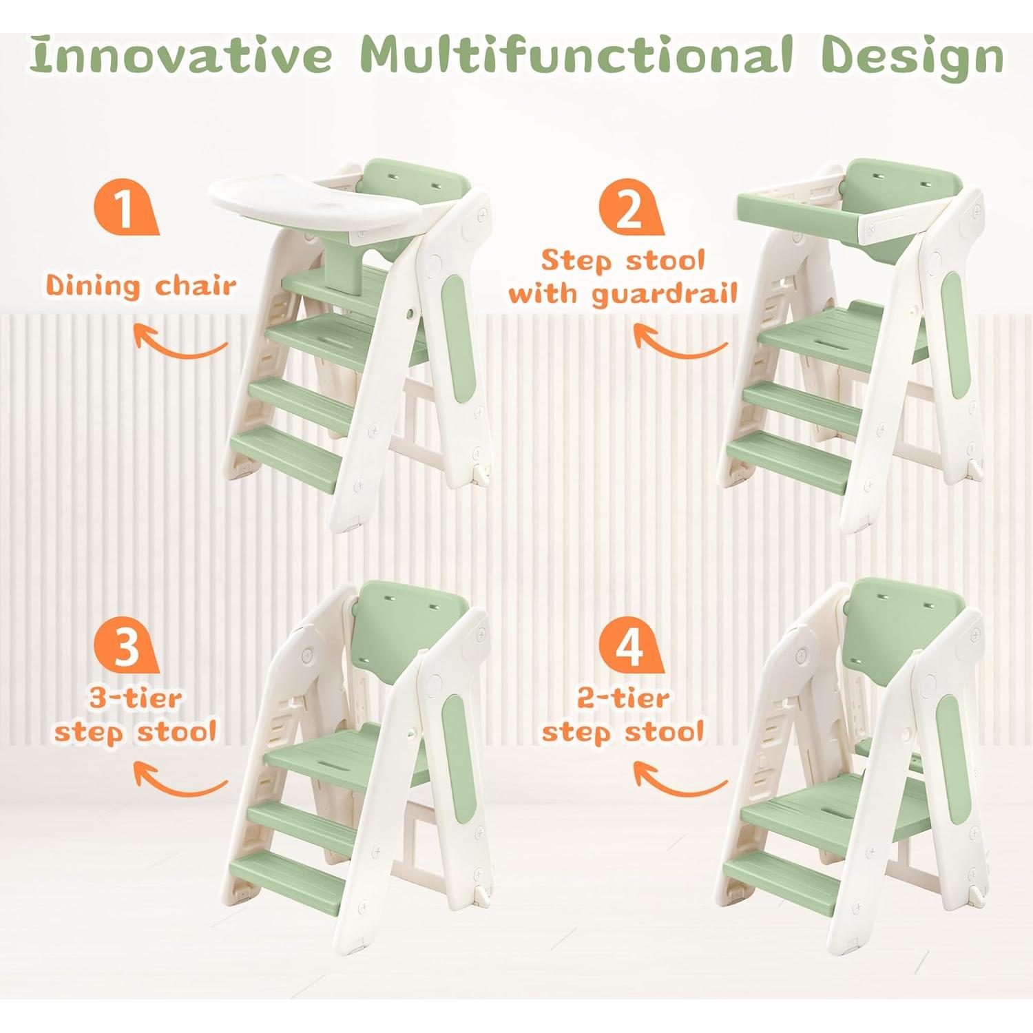 Escalera para Niños JooKiddie 4-en-1 Ajustable Verde