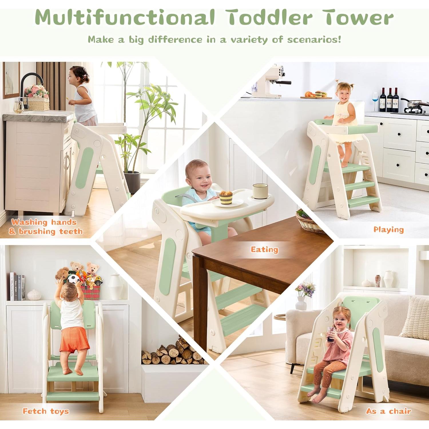 Escalera para Niños JooKiddie 4-en-1 Ajustable Verde