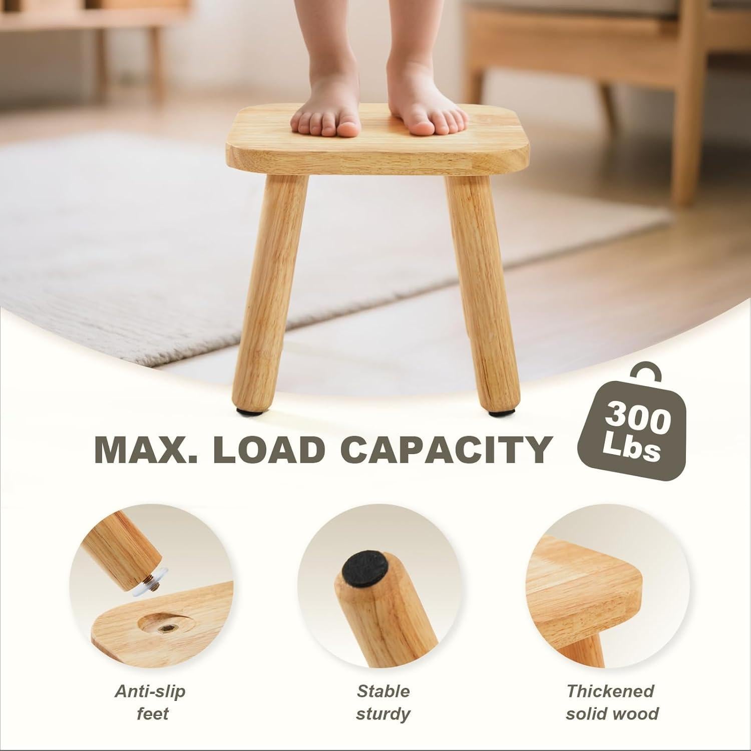 Taburete de Madera Frogprin 2 Paquete 24.4x24.4 cm Roble