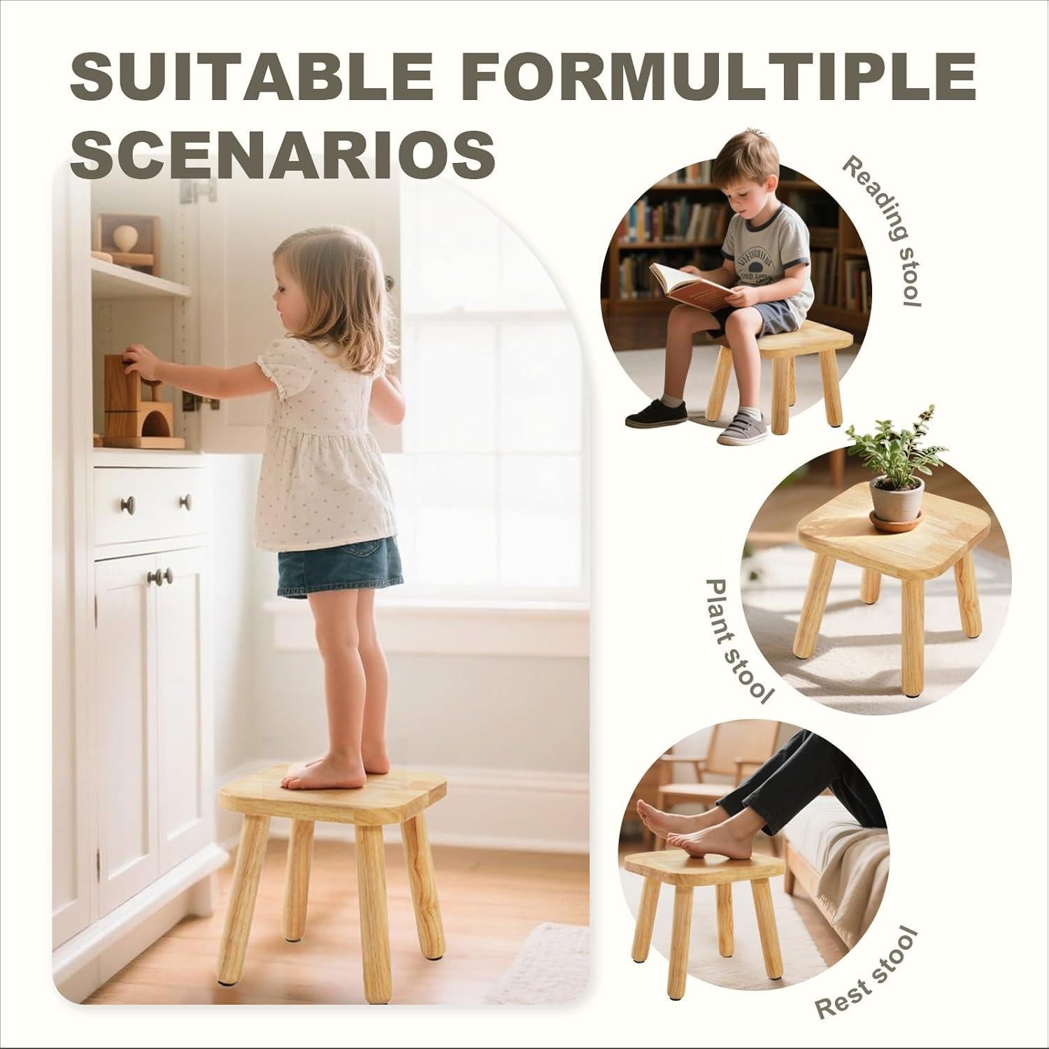 Taburete de Madera Frogprin 2 Paquete 24.4x24.4 cm Roble