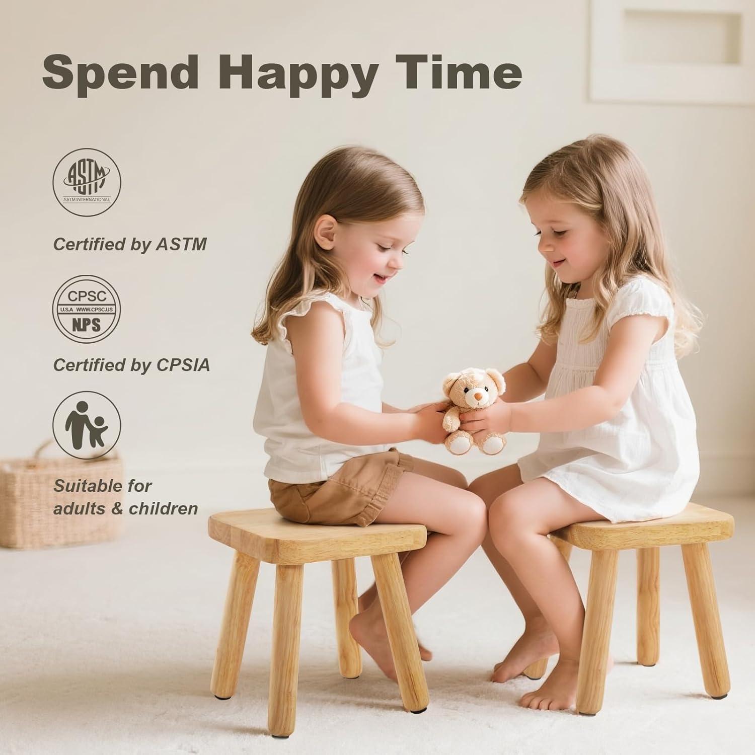 Taburete de Madera Frogprin 2 Paquete 24.4x24.4 cm Roble