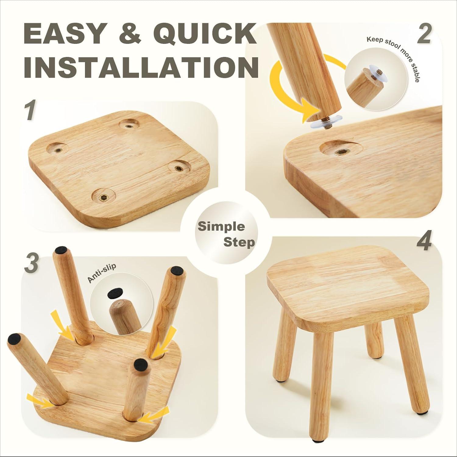 Taburete de Madera Frogprin 2 Paquete 24.4x24.4 cm Roble