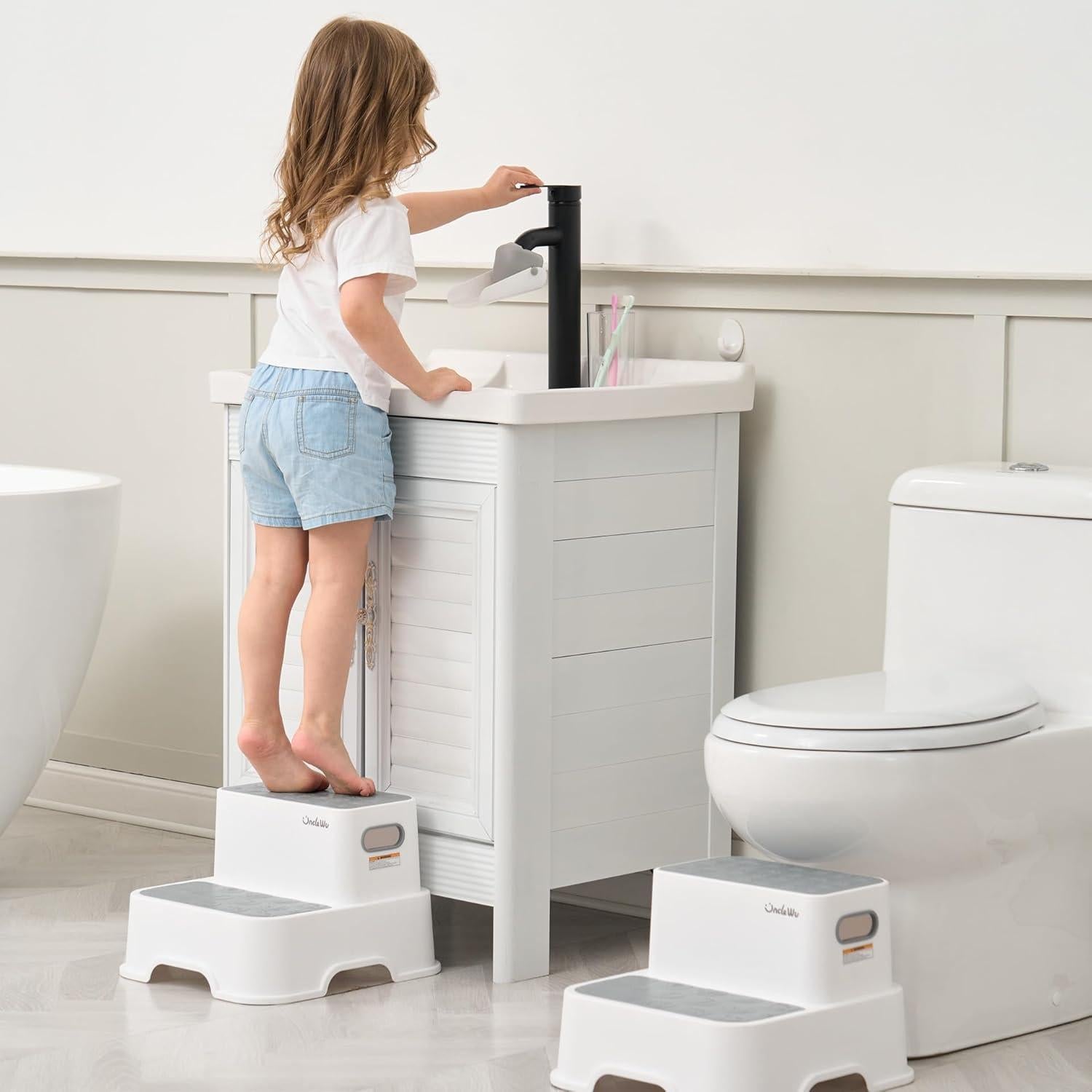 Taburete de Paso UNCLE WU 2 Niveles Antideslizante Gris