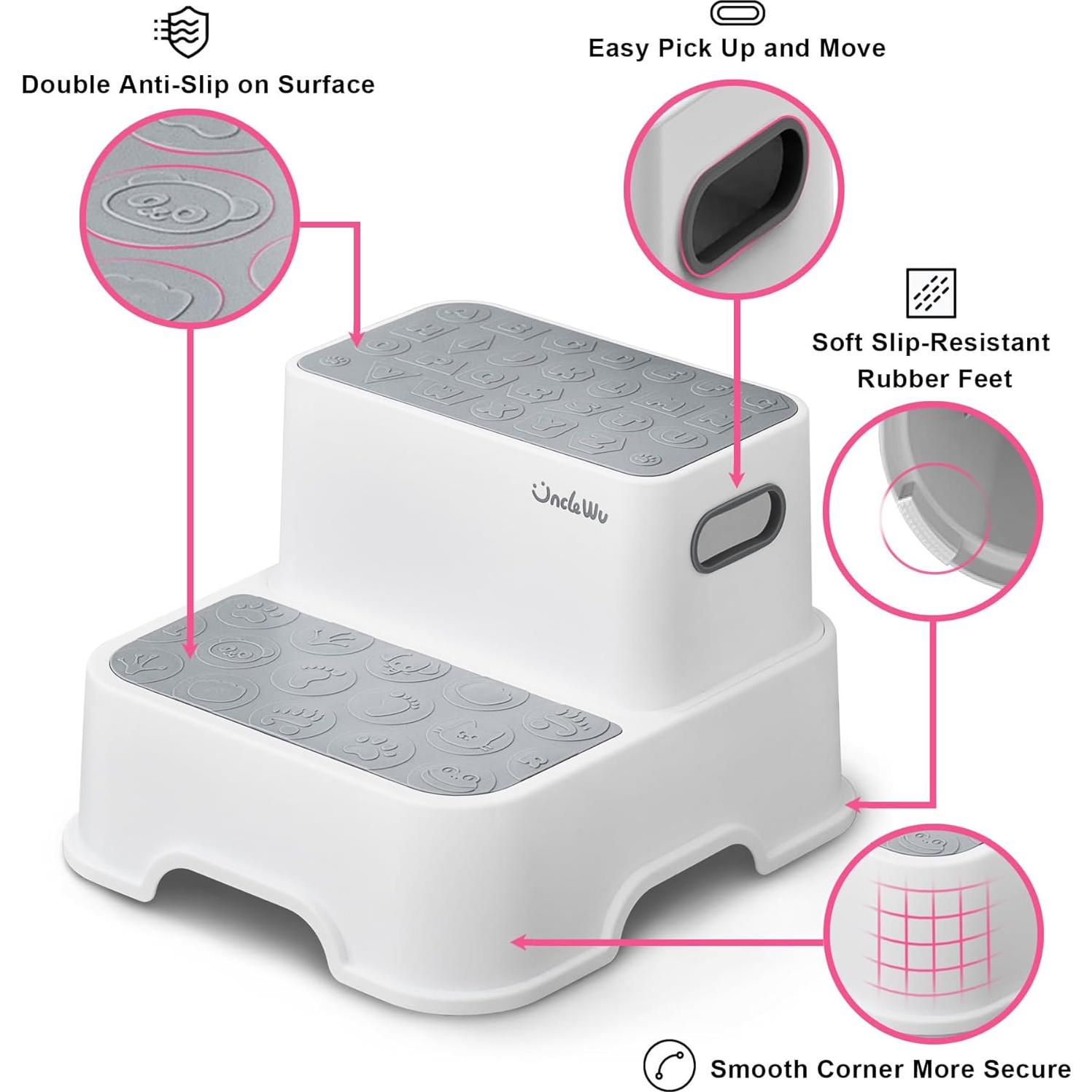 Taburete de Paso UNCLE WU 2 Niveles Antideslizante Gris