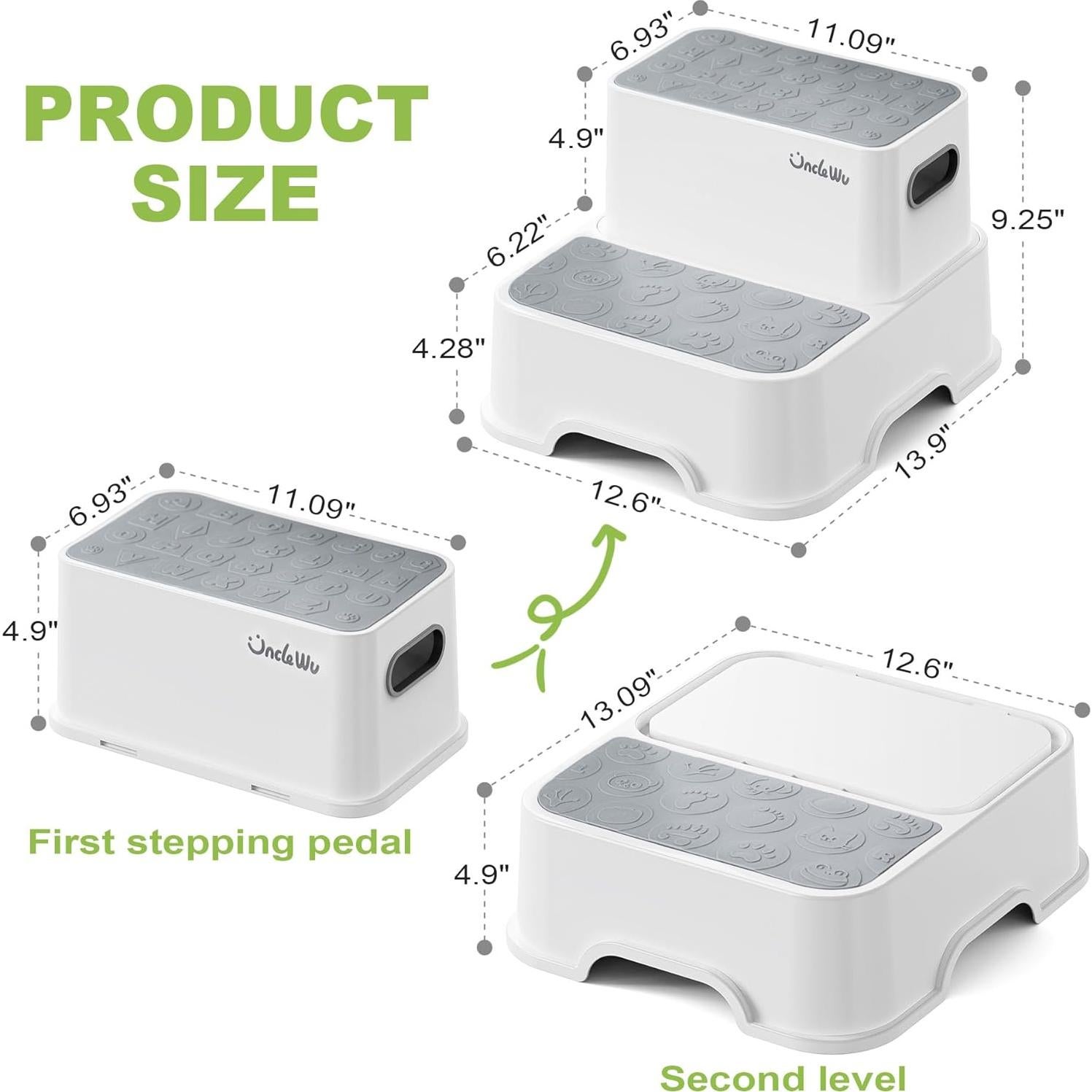 Taburete de Paso UNCLE WU 2 Niveles Antideslizante Gris