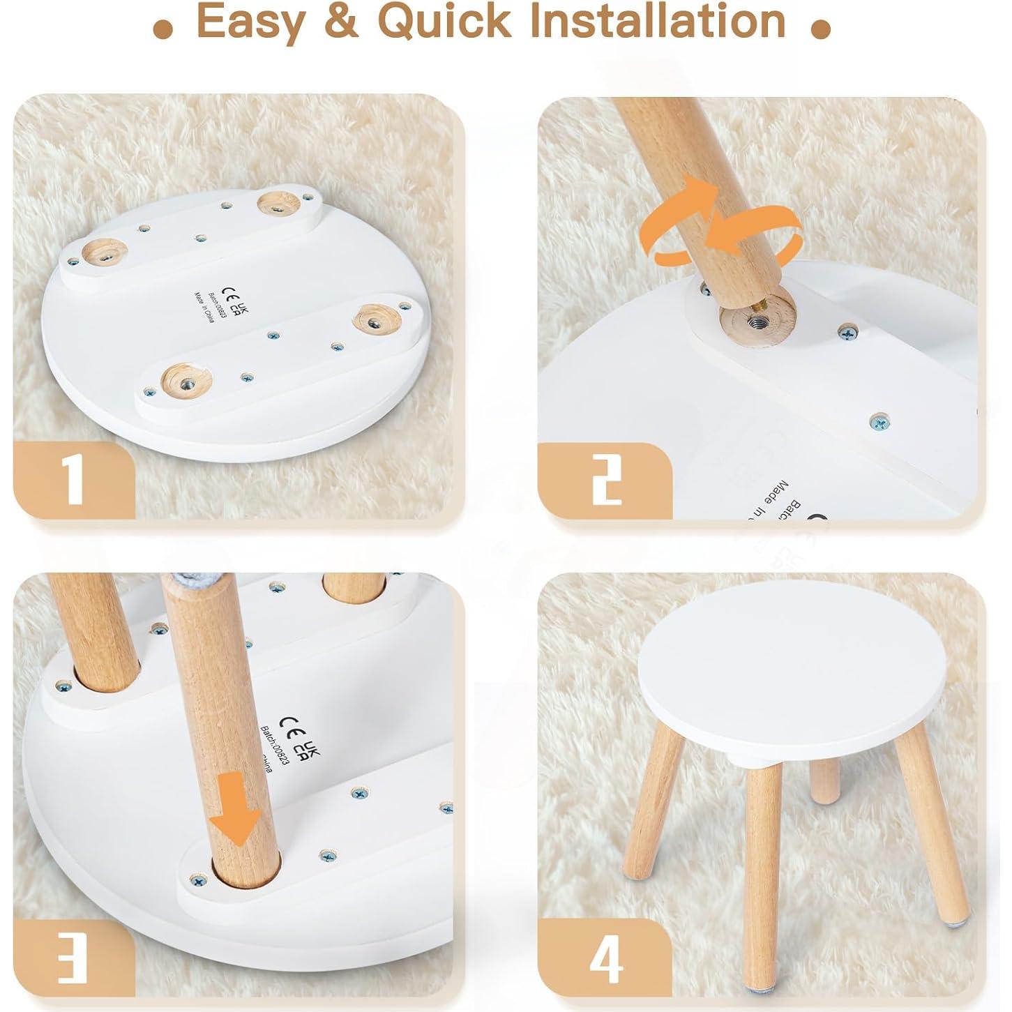 Paquete de 2 Taburetes de Madera Frogprin 26 cm Antideslizantes