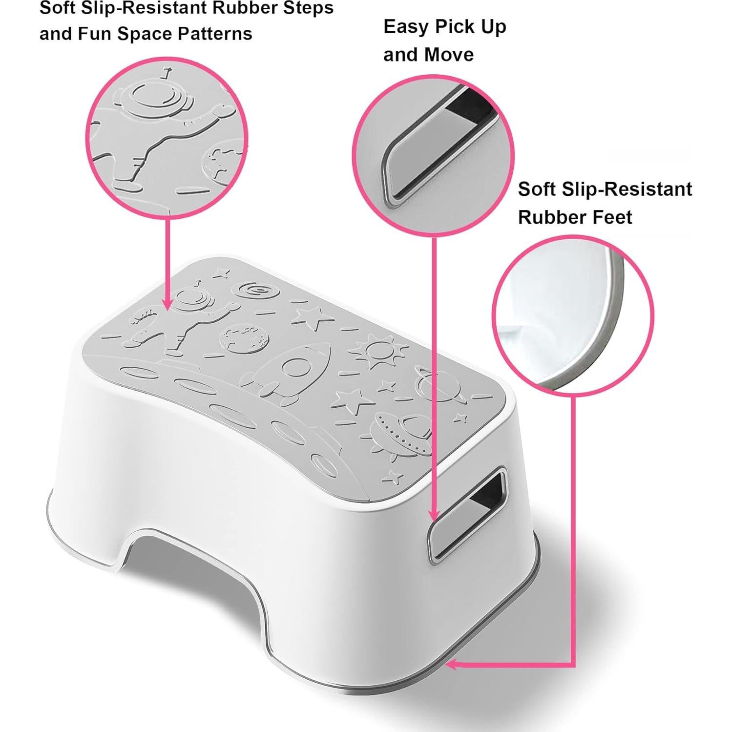 Taburete Antideslizante UNCLE WU para Niños - Gris - 1 Paso