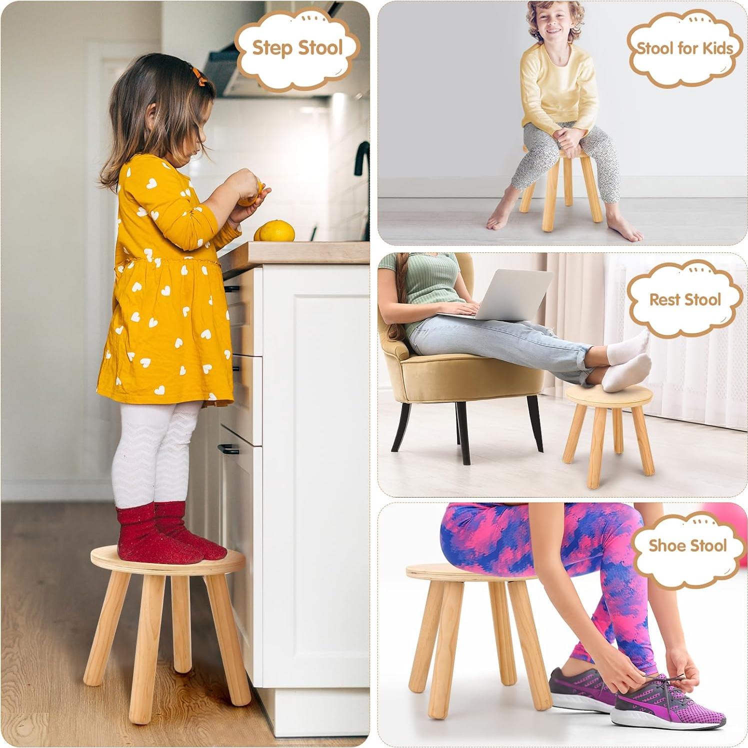Taburetes de Madera Wingyz para Niños 25.4 cm Natural 2 Pzas