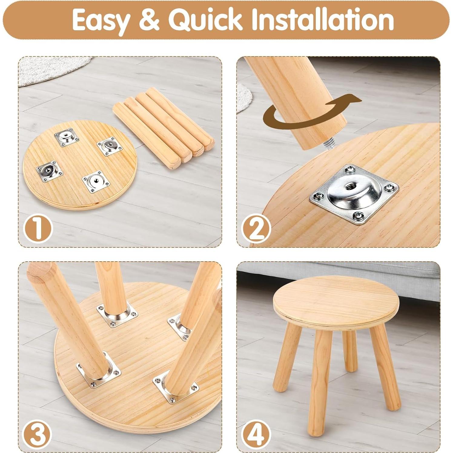 Taburetes de Madera Wingyz para Niños 25.4 cm Natural 2 Pzas