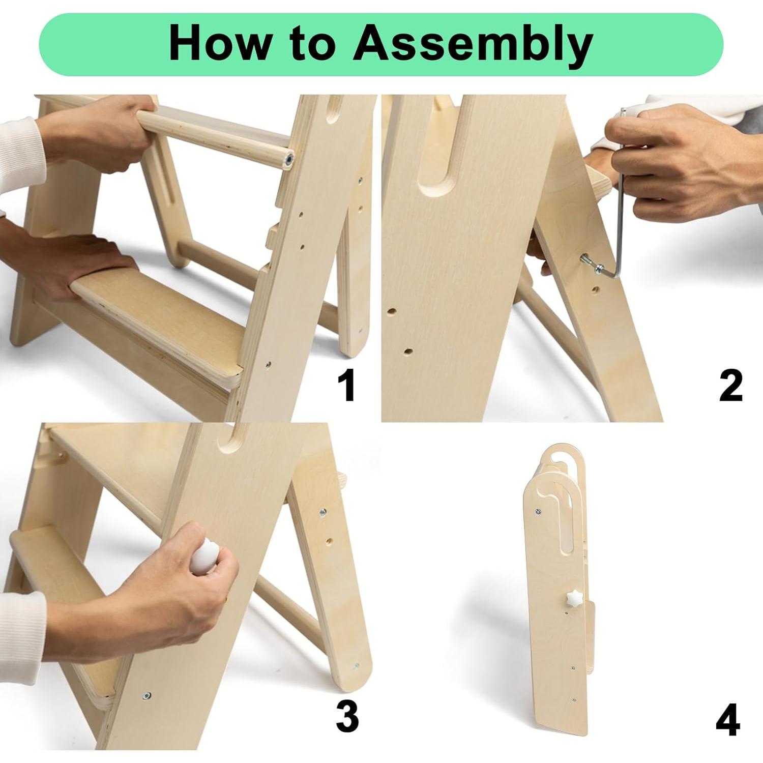 Taburete Plegable Ajustable WOOD CITY para Niños 2 Escalones