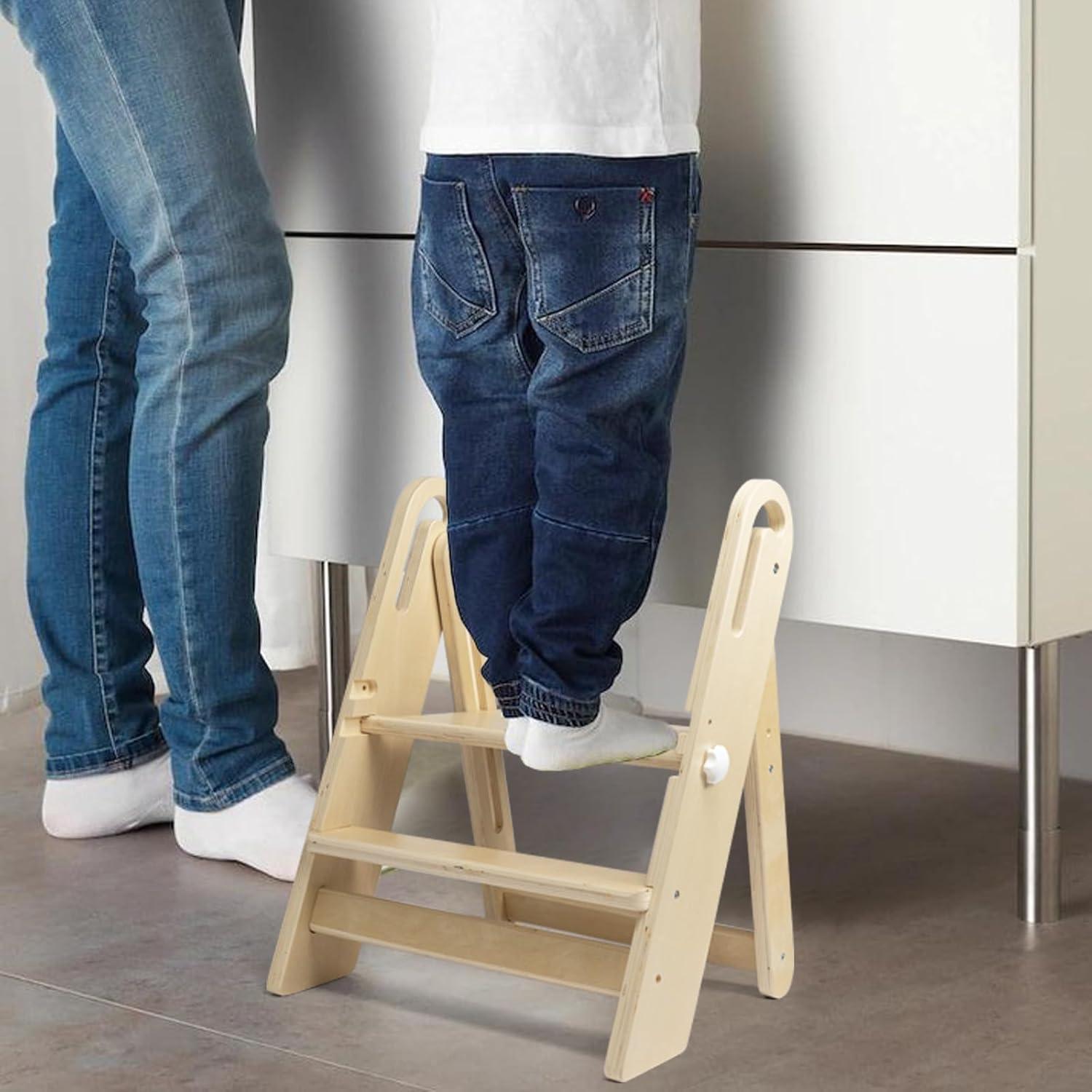 Taburete Plegable Ajustable WOOD CITY para Niños 2 Escalones