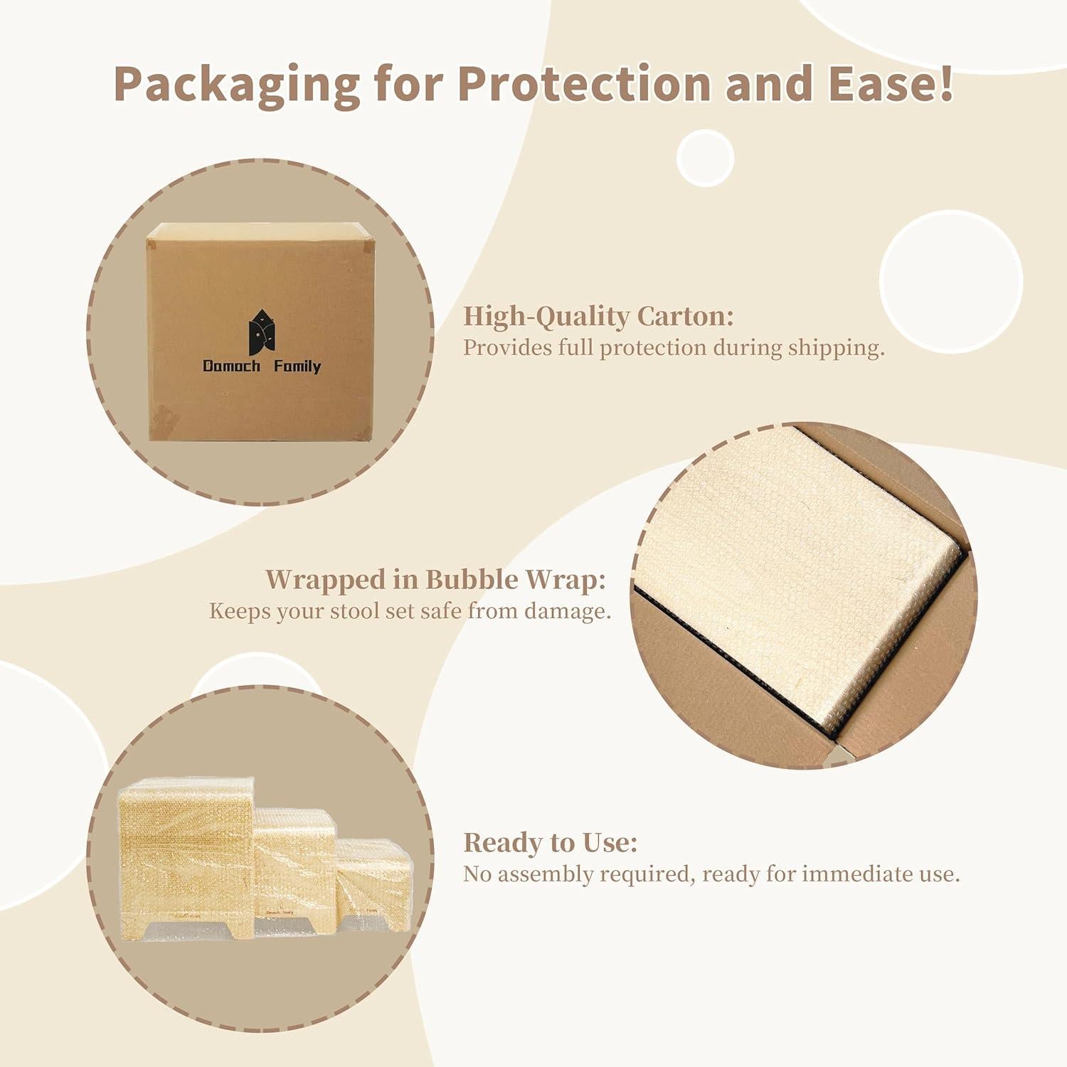 Juego de Taburetes Apilables Damoch 3 en 1 para Niños - Madera Ecológica