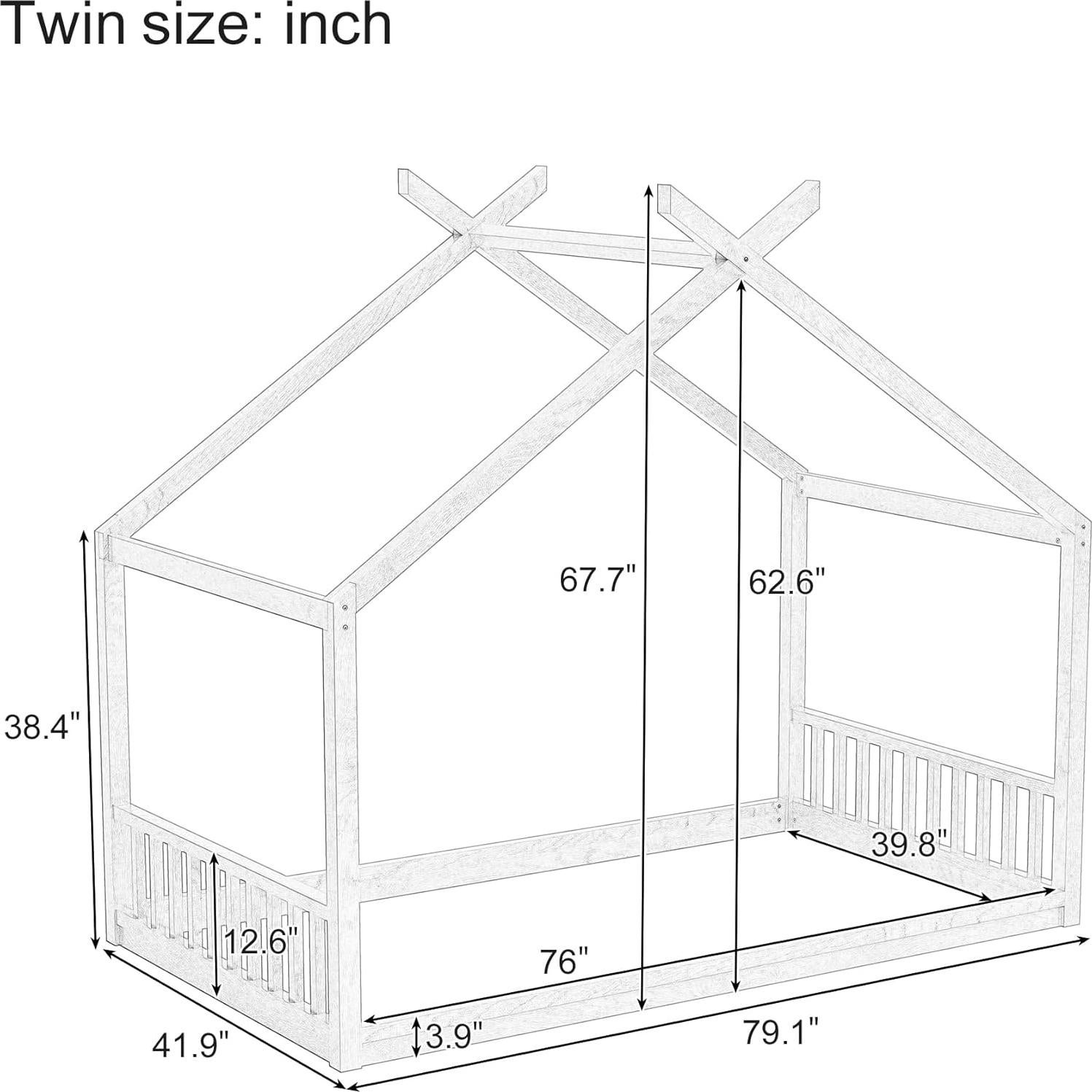 Cama Montessori Twin Bellemave en forma de casa blanca