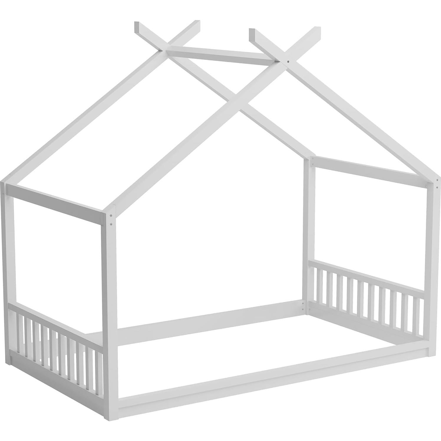 Cama Montessori Twin Bellemave en forma de casa blanca