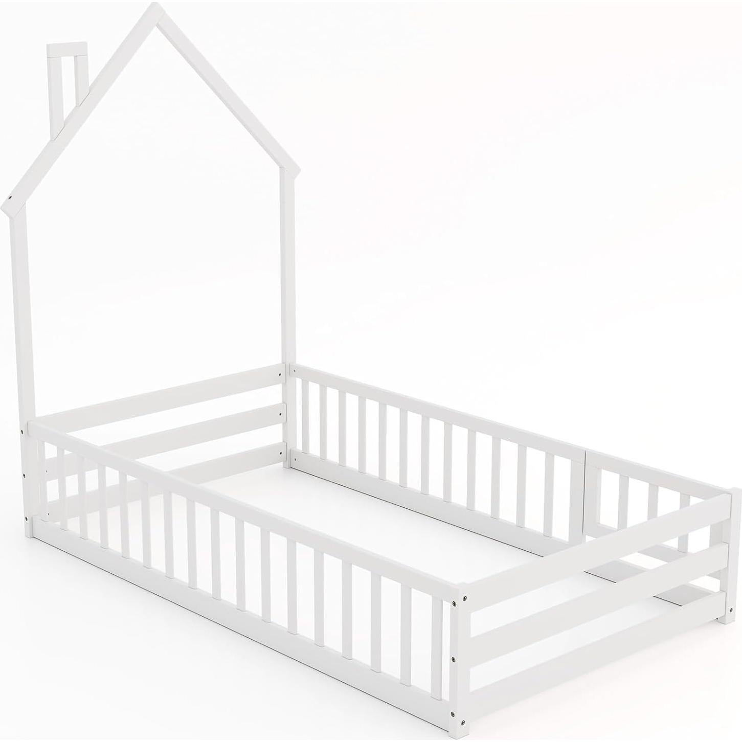 Cama Twin Montessori GORELAX en el Suelo con Cerca de Seguridad