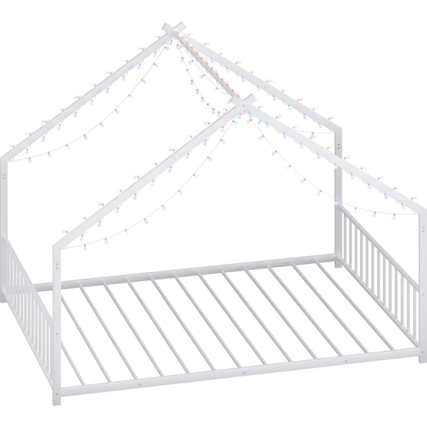 Cama de Piso Completa Bellemave con Listones y Luces LED