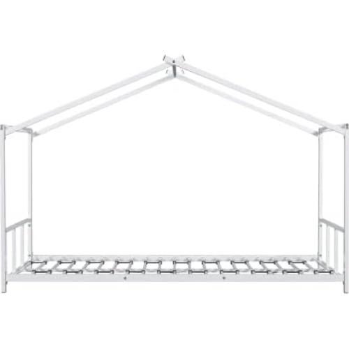 Cama de Piso Twin PVWIIK con Techo y Cabecera Blanca