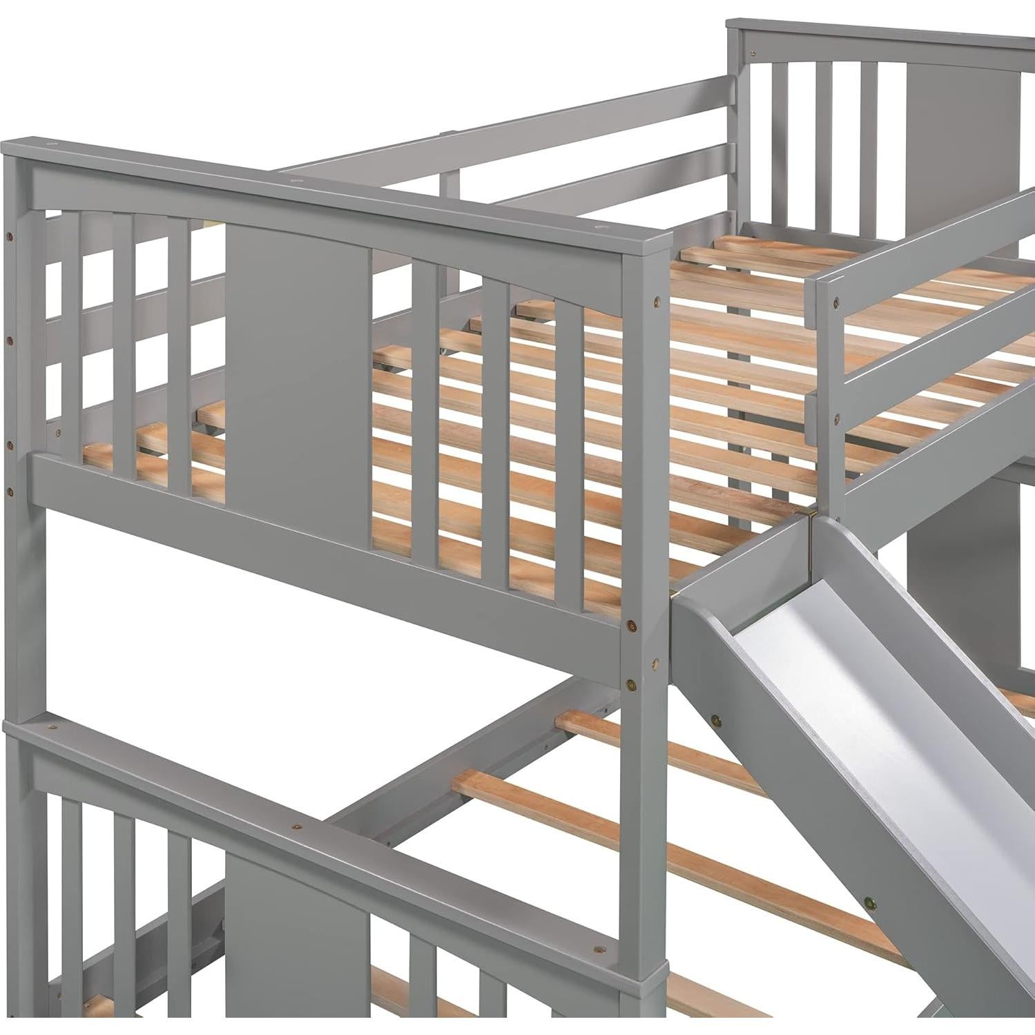 Cama Litera Montessori Doble Bellemave con Tobogán Gris