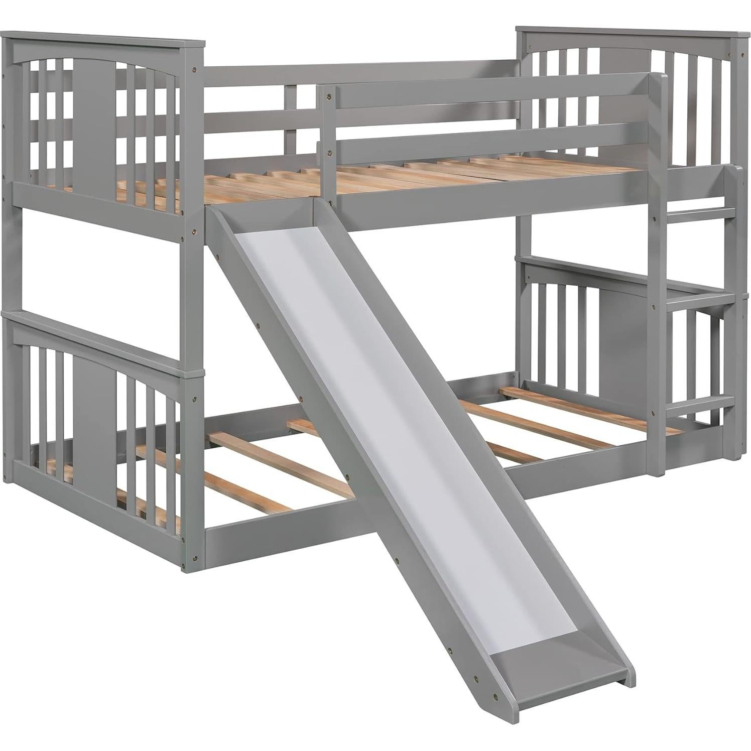 Cama Litera Montessori Doble Bellemave con Tobogán Gris