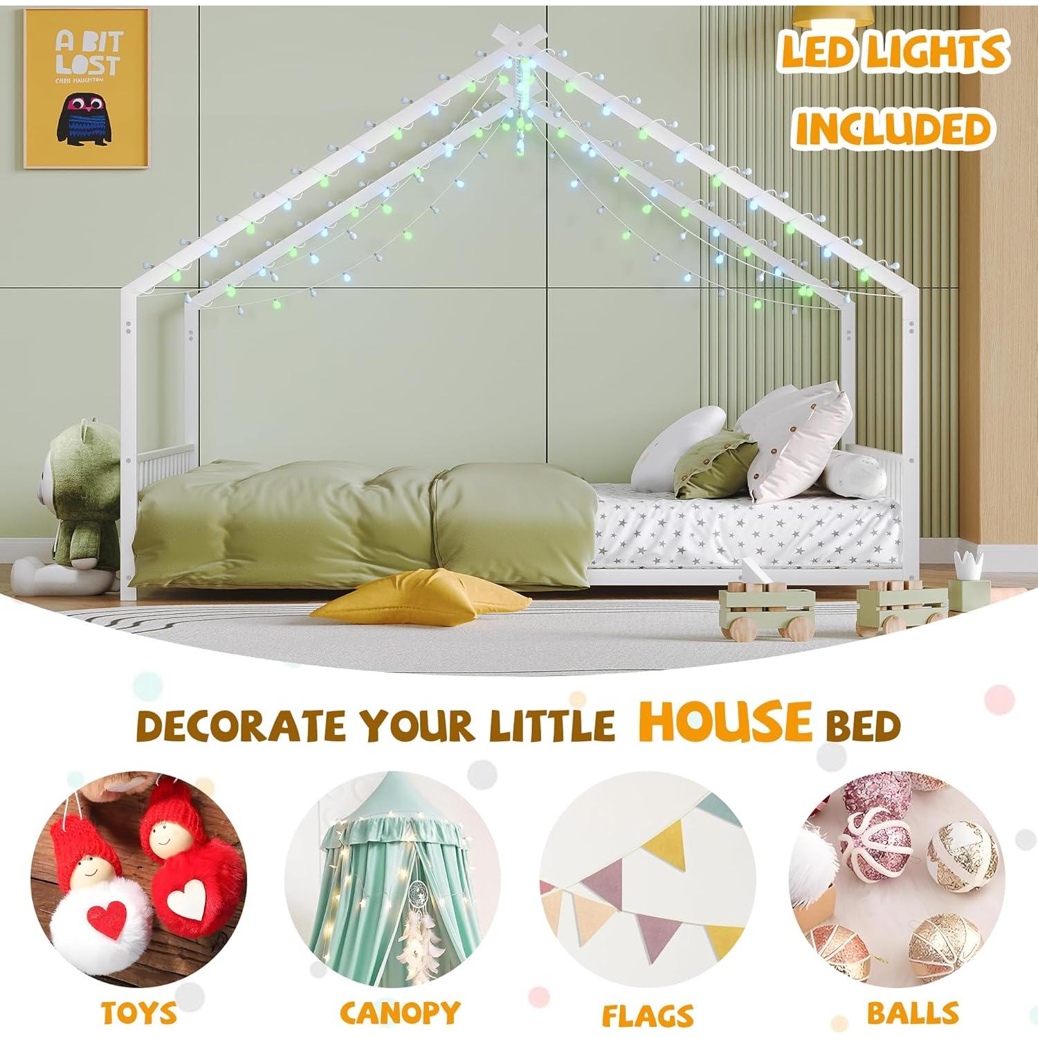 Cama Montessori de Piso Completo Bellemave con Luces LED