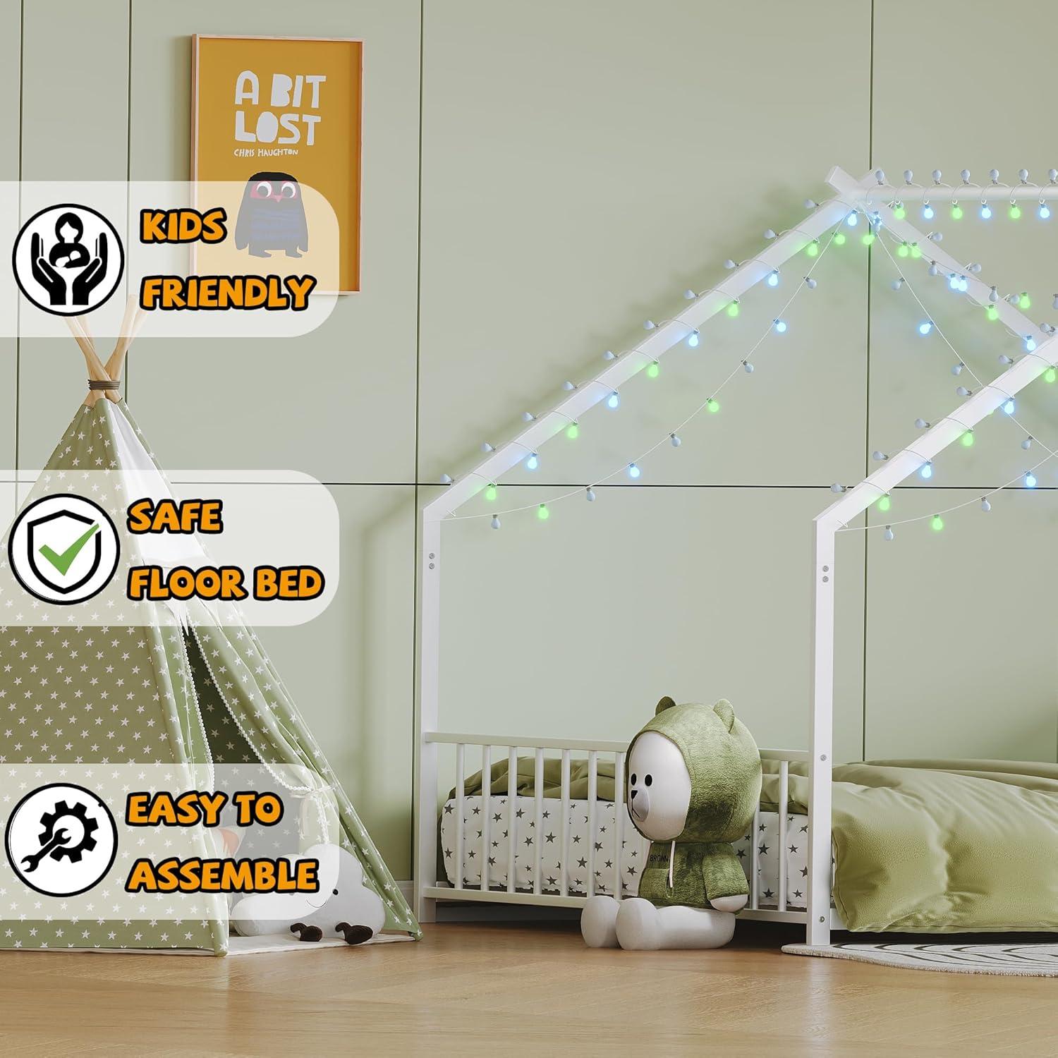 Cama Montessori de Piso Completo Bellemave con Luces LED