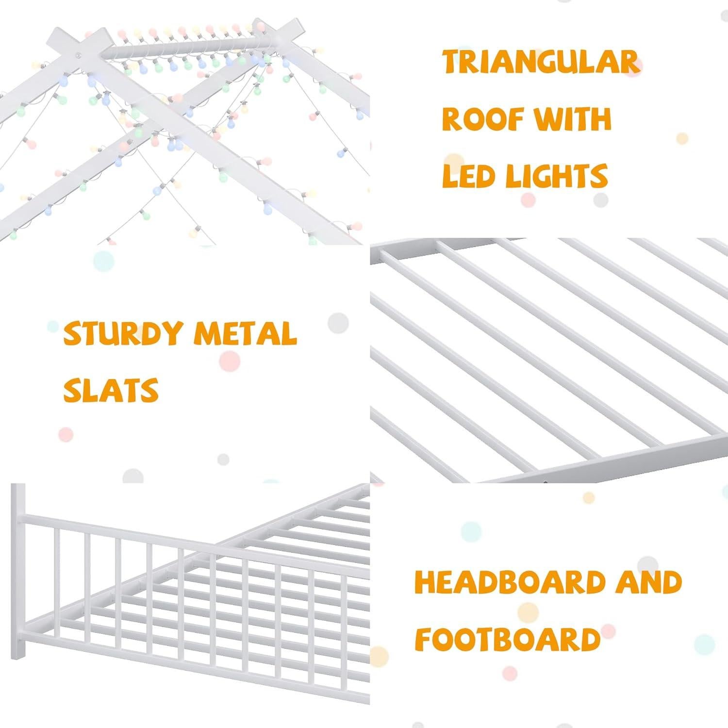 Cama Montessori de Piso Completo Bellemave con Luces LED