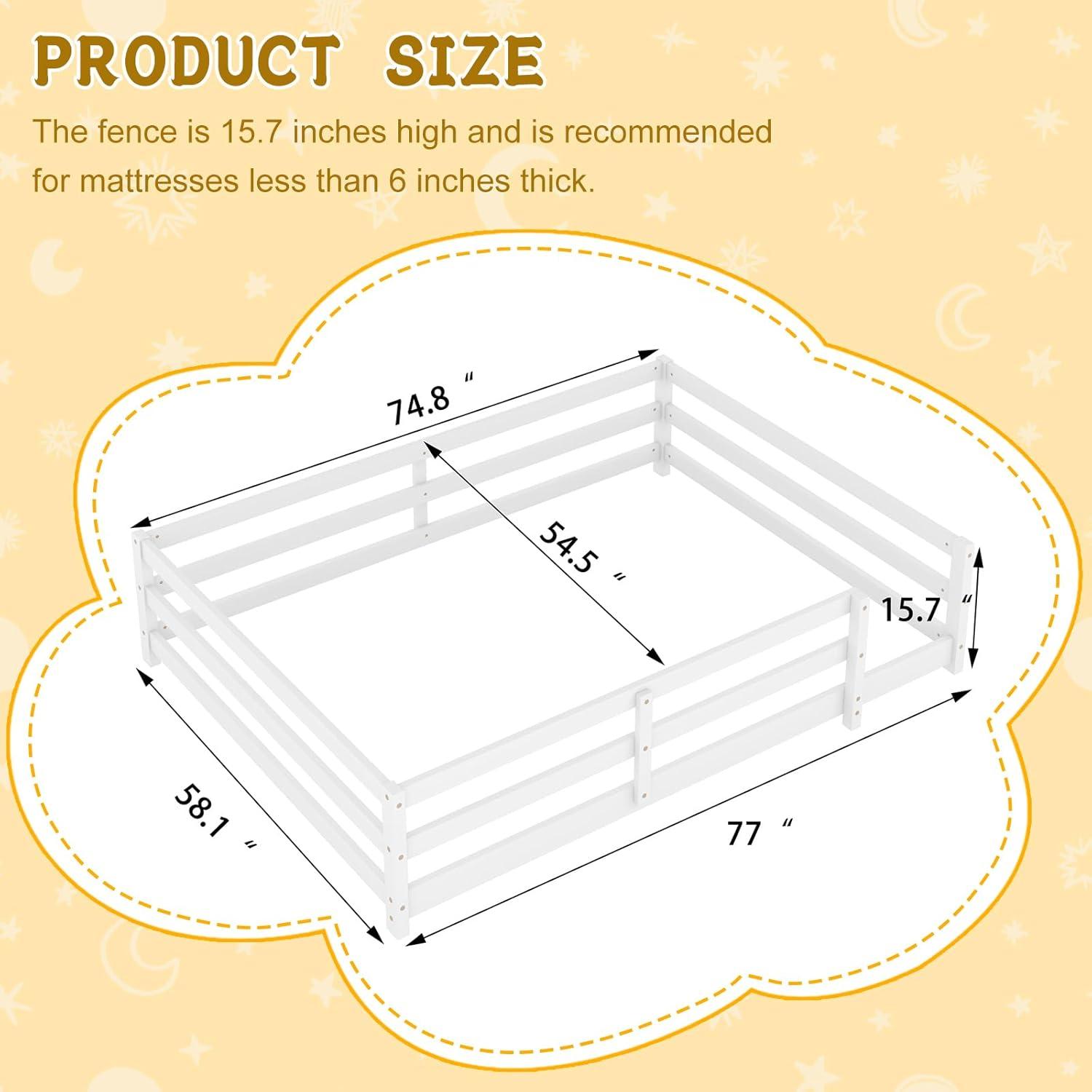 Cama Montessori Completa A ALFRESCOOL Blanca con Barandilla