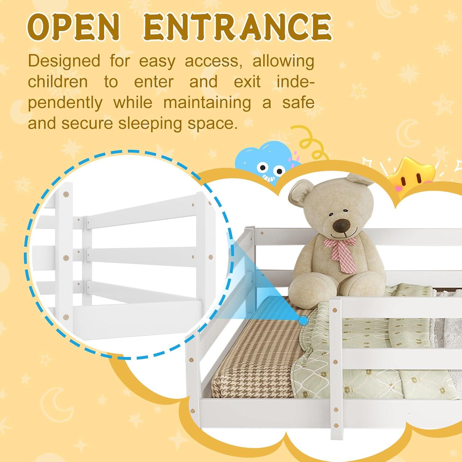 Cama Montessori Completa A ALFRESCOOL Blanca con Barandilla