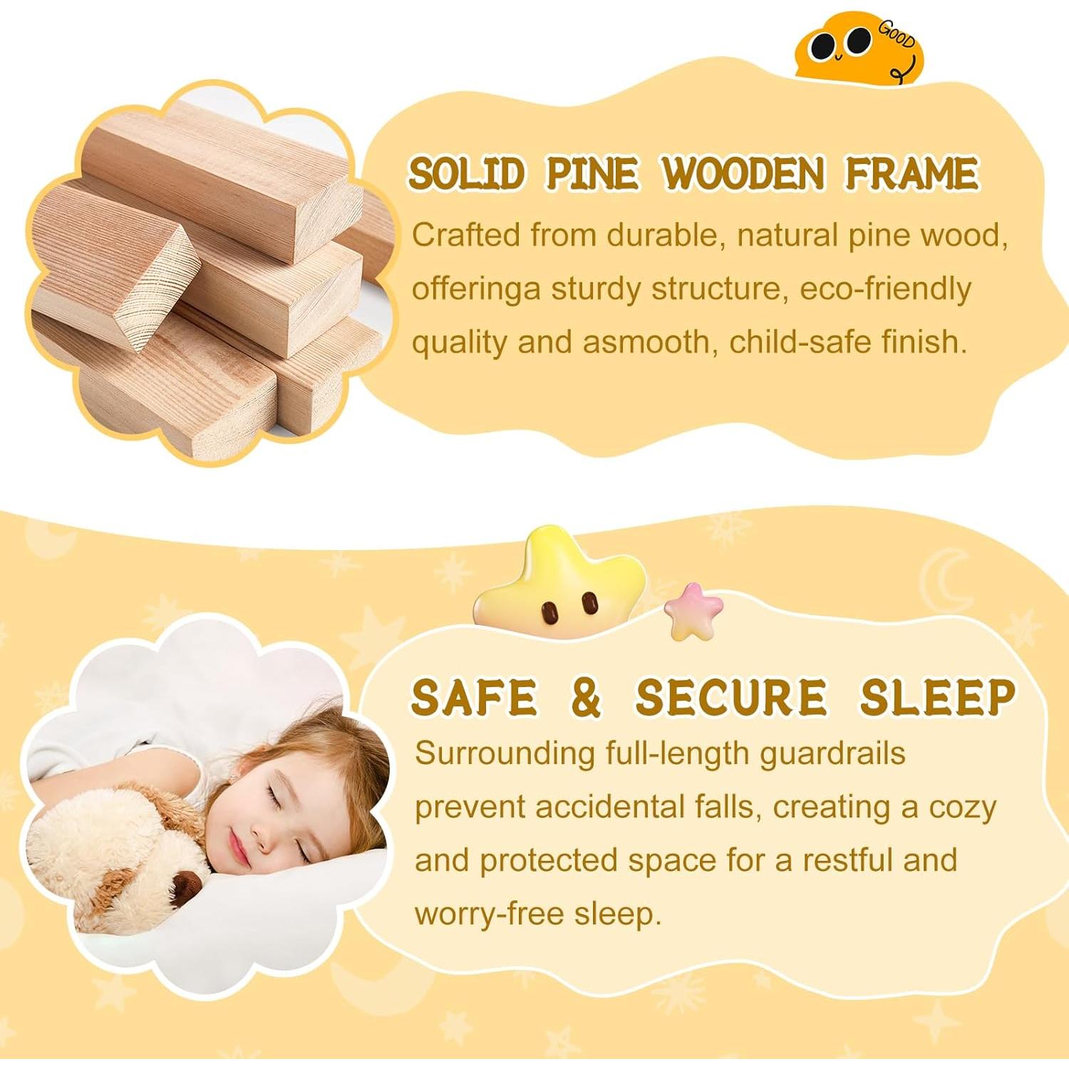 Cama Montessori Completa A ALFRESCOOL Blanca con Barandilla